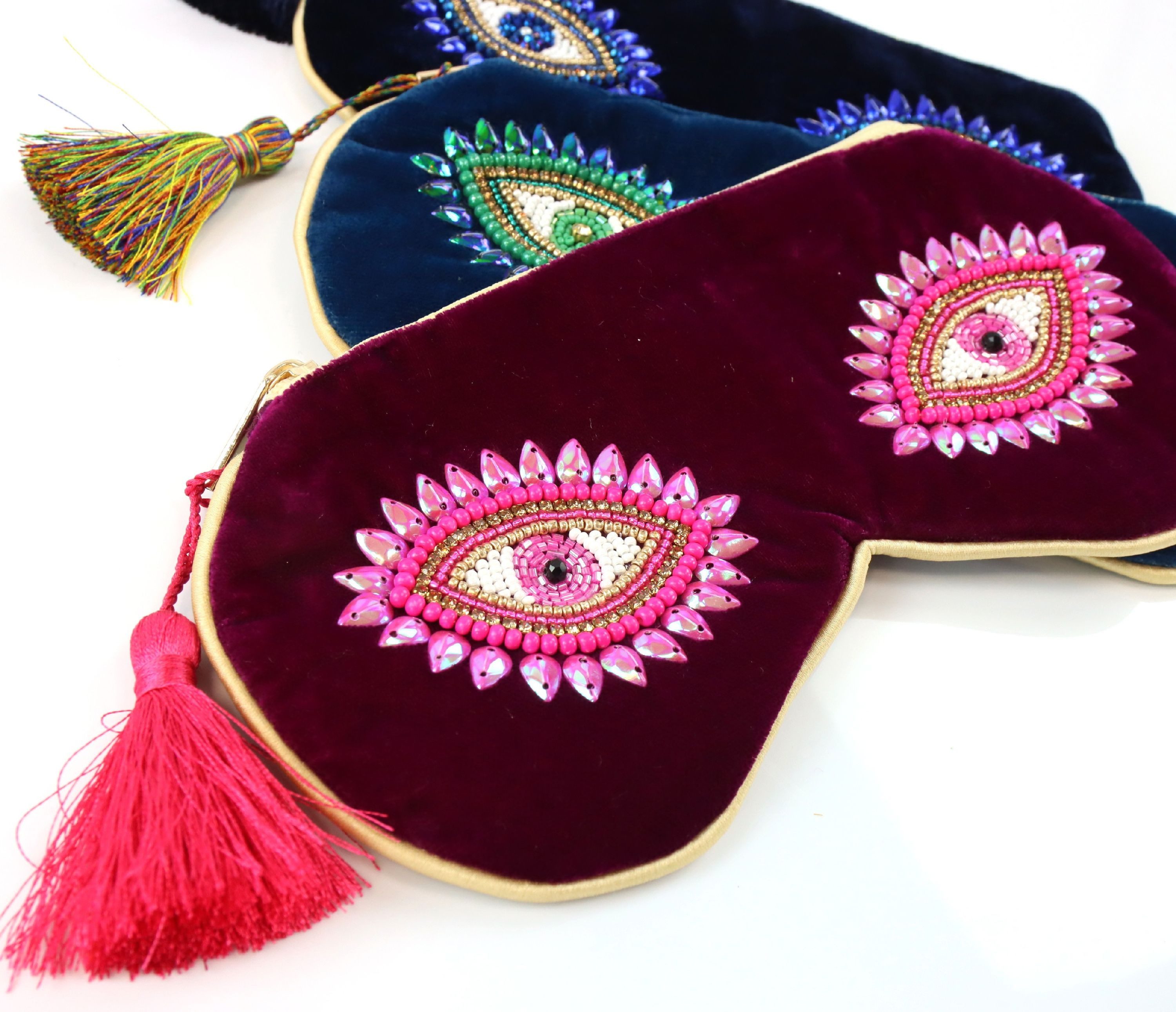FURNARO Handtasche (3-tlg. Taschenset), Aufwendige Perlenstickerei