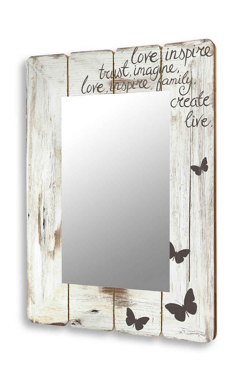 Levandeo® Wandspiegel, Spiegel Wandspiegel Flurspiegel aus Holz vintage shabby chic 50x70cm
