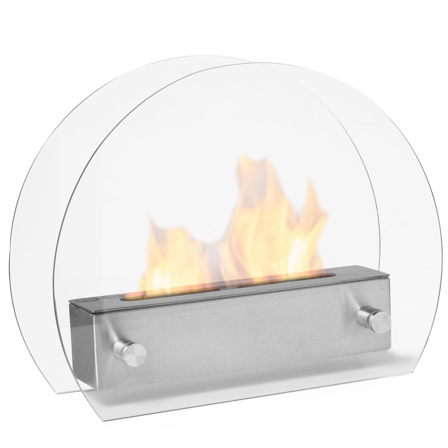 Moritz Dekokamin Tischkamin Edelstahl 36 x 13 x 28 cm, Bio-Ethanol Standkamin Ethanolbrenner Glasfeuer Terrassenfeuer