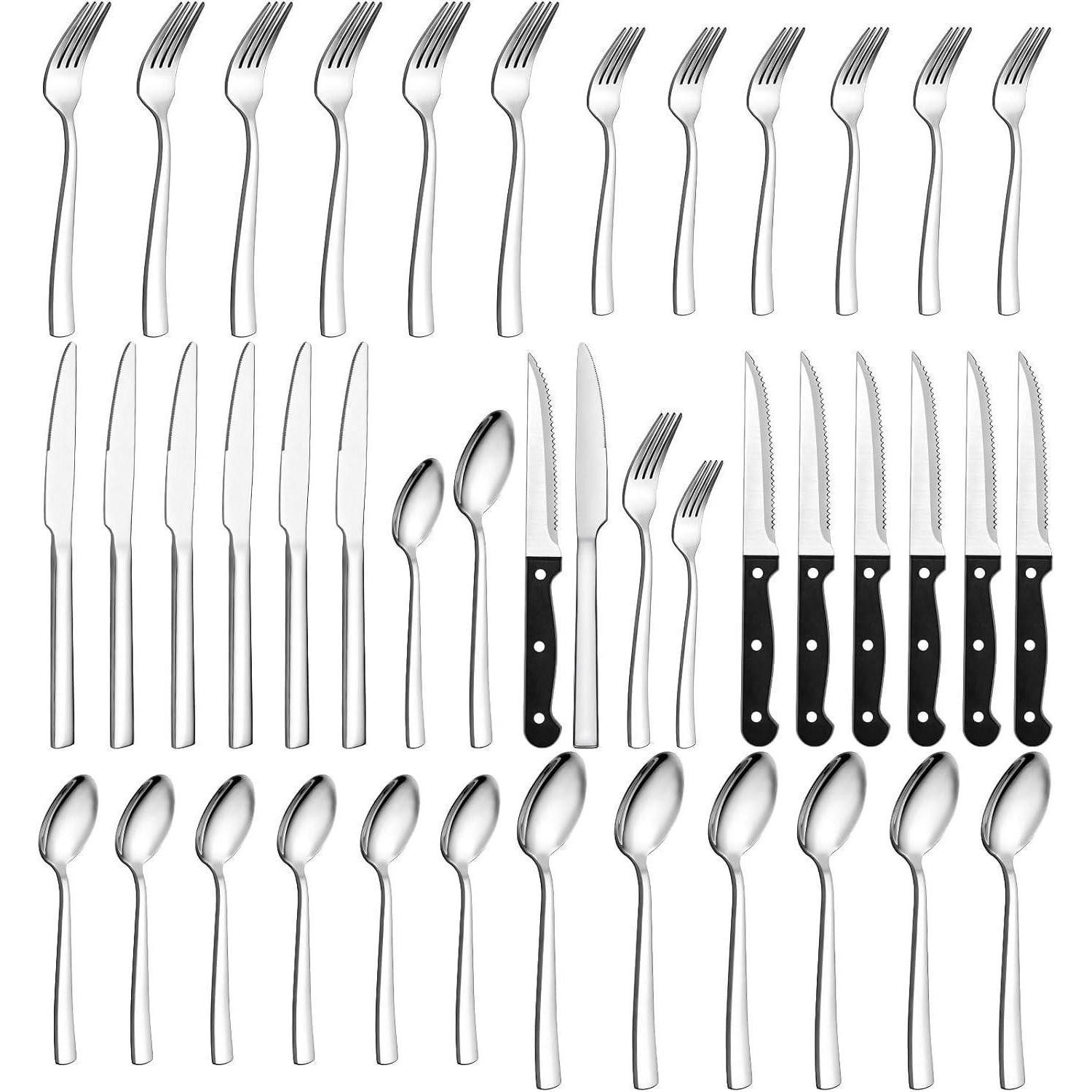 Wildone Besteck-Set 36-teiliges Besteck-Set Edelstahl hochglanzpoliert für 6 Personen