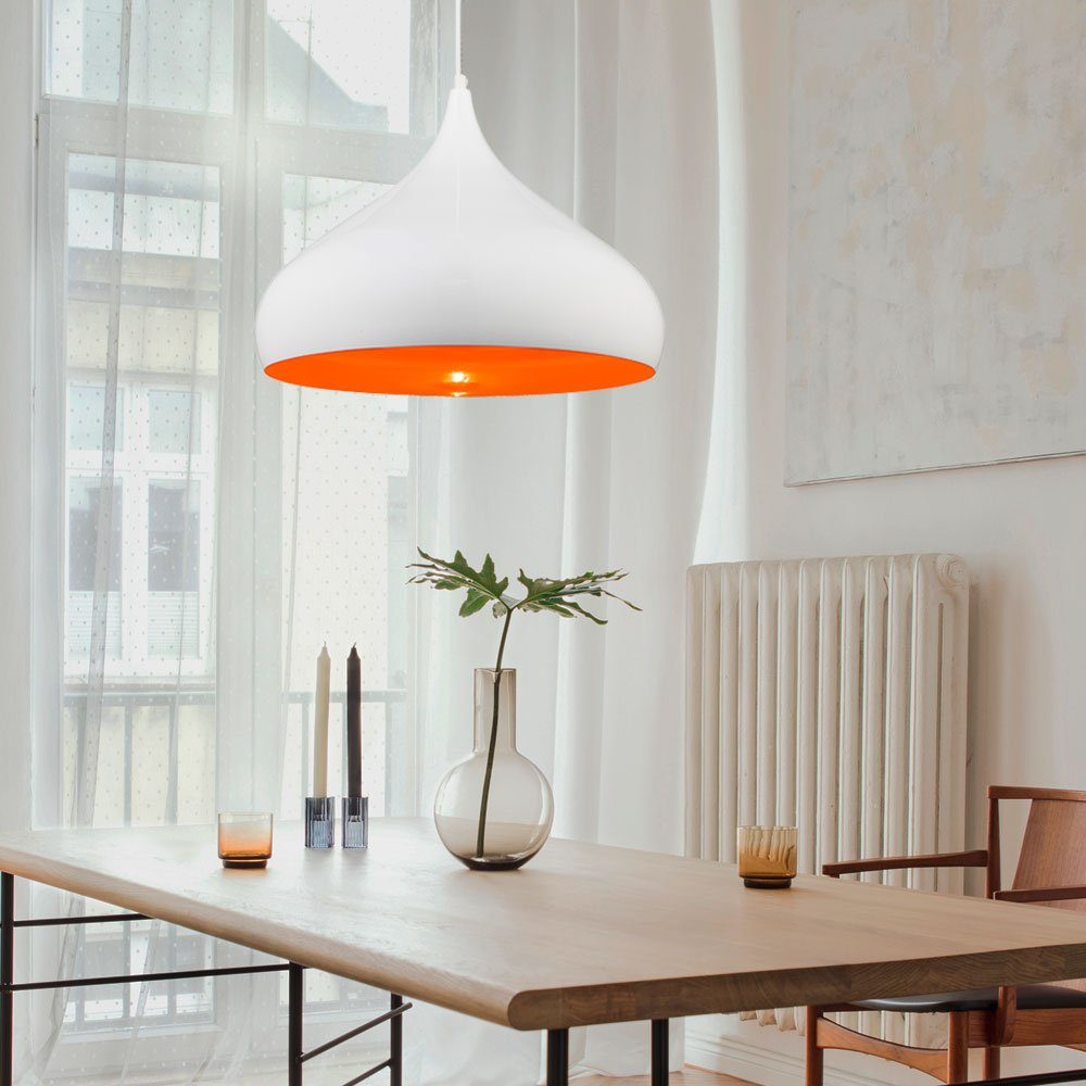 etc-shop Pendelleuchte, Leuchtmittel nicht inklusive, Moderne Hängeleuchte Leuchte Küche Wohnzimmer orange weiß