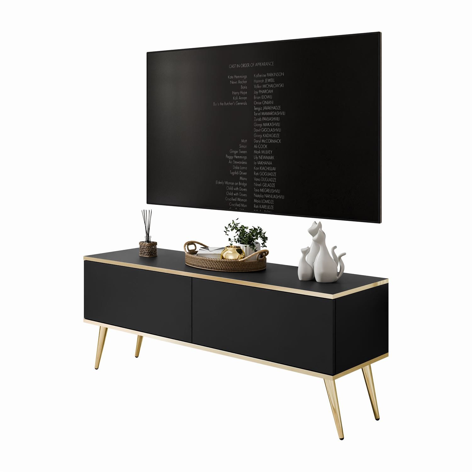 Lookway TV-Schrank OXFORD III 135 cm TV-Sideboard auf goldenen Füßen Breite: 175 cm