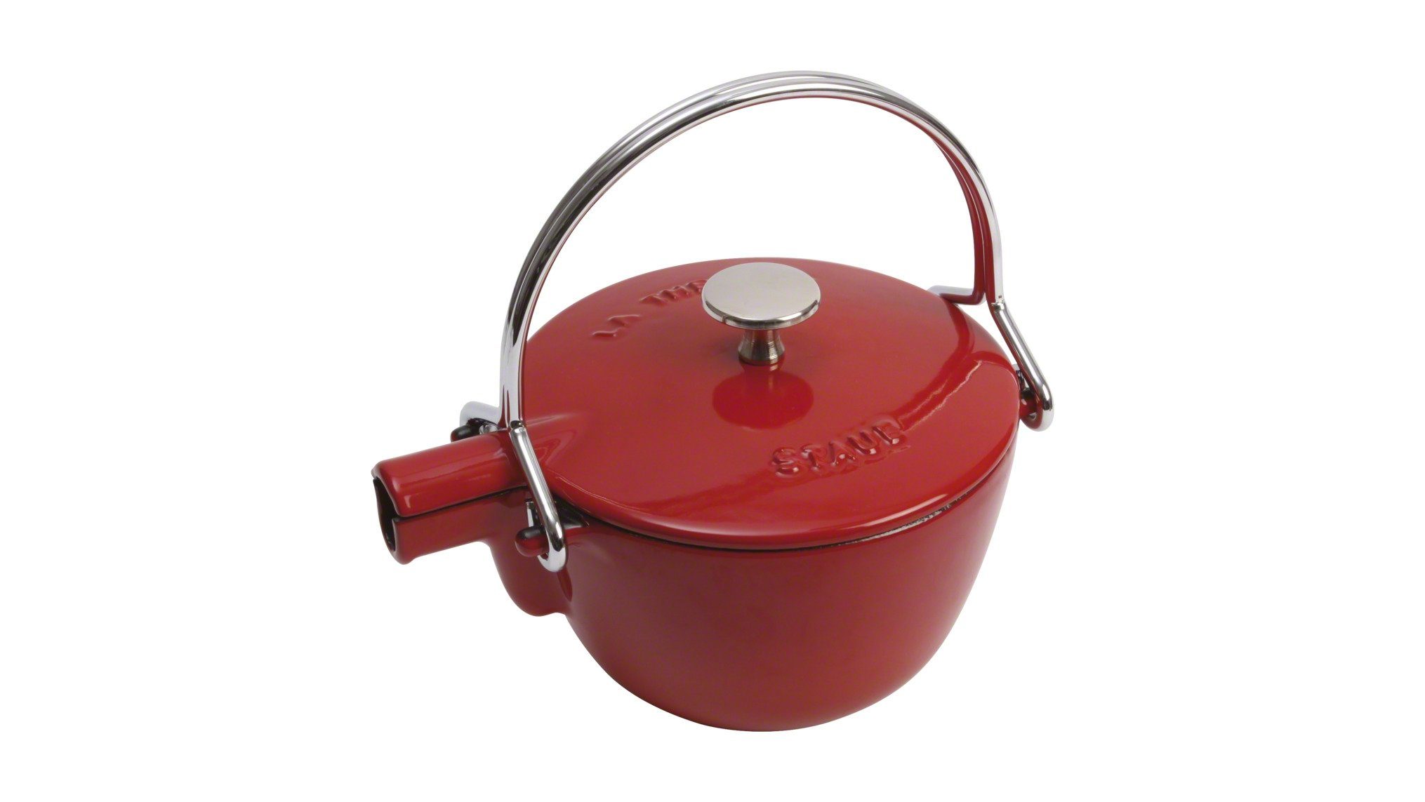 Staub Teekanne STAUB Teekanne,Kanne 16 cm rund Kirsch-Rot Gusseisen Induktion, 1,15 l, (1-St)