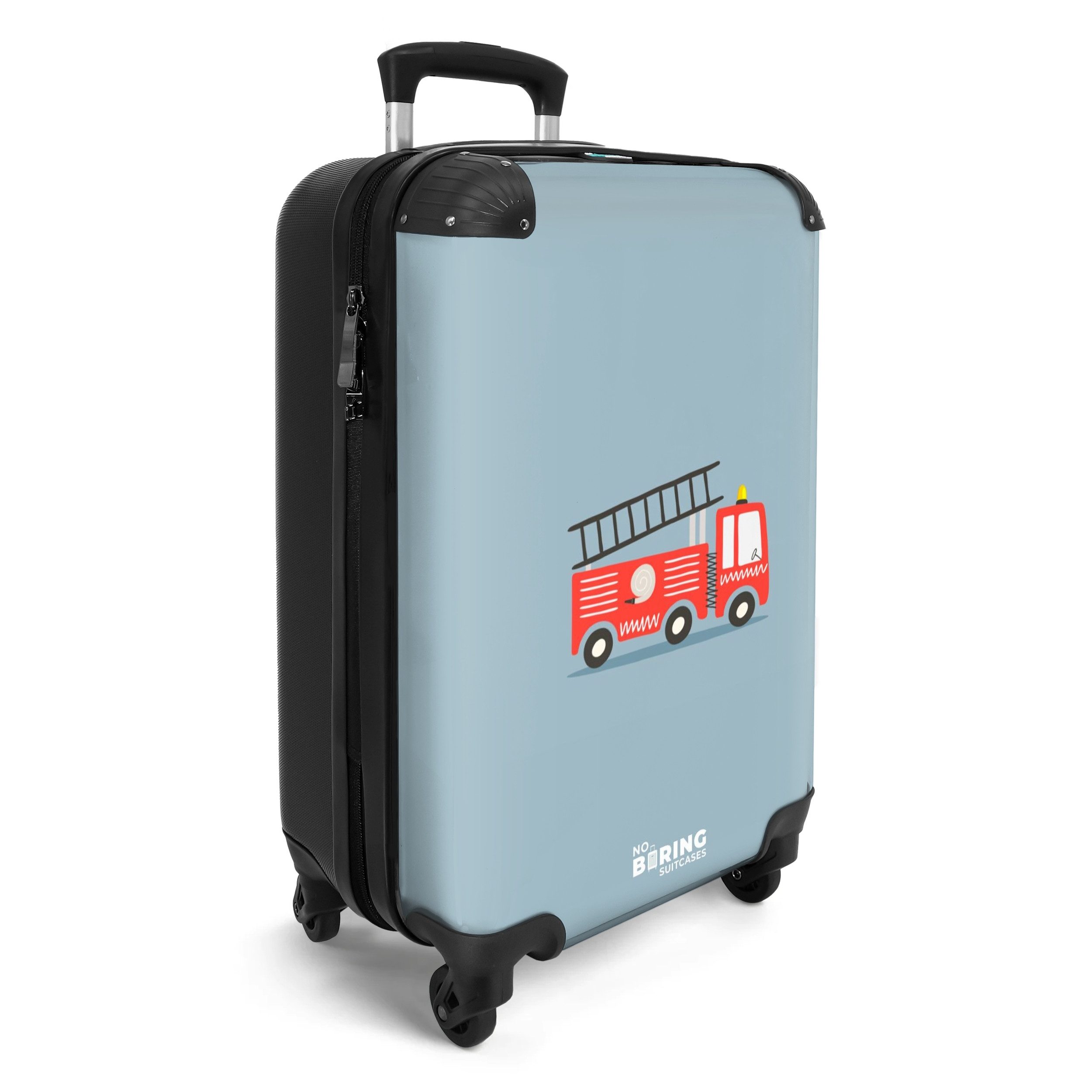 NoBoringSuitcases.com© Kinderkoffer Feuerwehr - Auto - Fahrzeug - Jungen - Kinder 55x35x20cm, 4 Rollen, Kinder Koffer Klein, Trolley Handgepäck, Reisekoffer