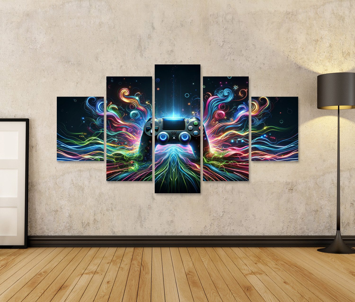 islandburner Leinwandbild Zentraler Gaming-Controller leuchtend Bilder günstig online kaufen