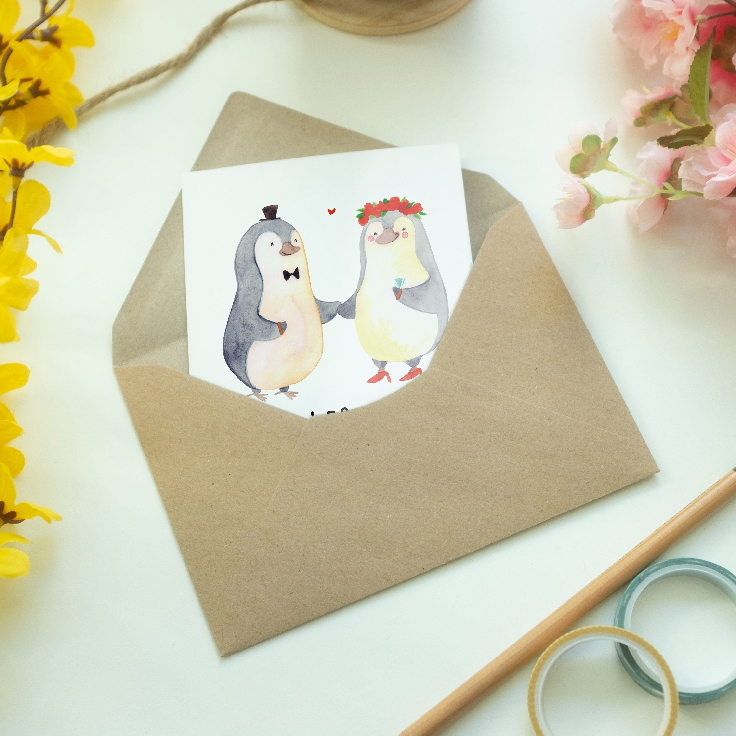 Jahrestag, Heirat Braut, - Klappkarte, & Ehema Panda - Geschenk, Mr. Grußkarte Weiß Pinguin Mrs.