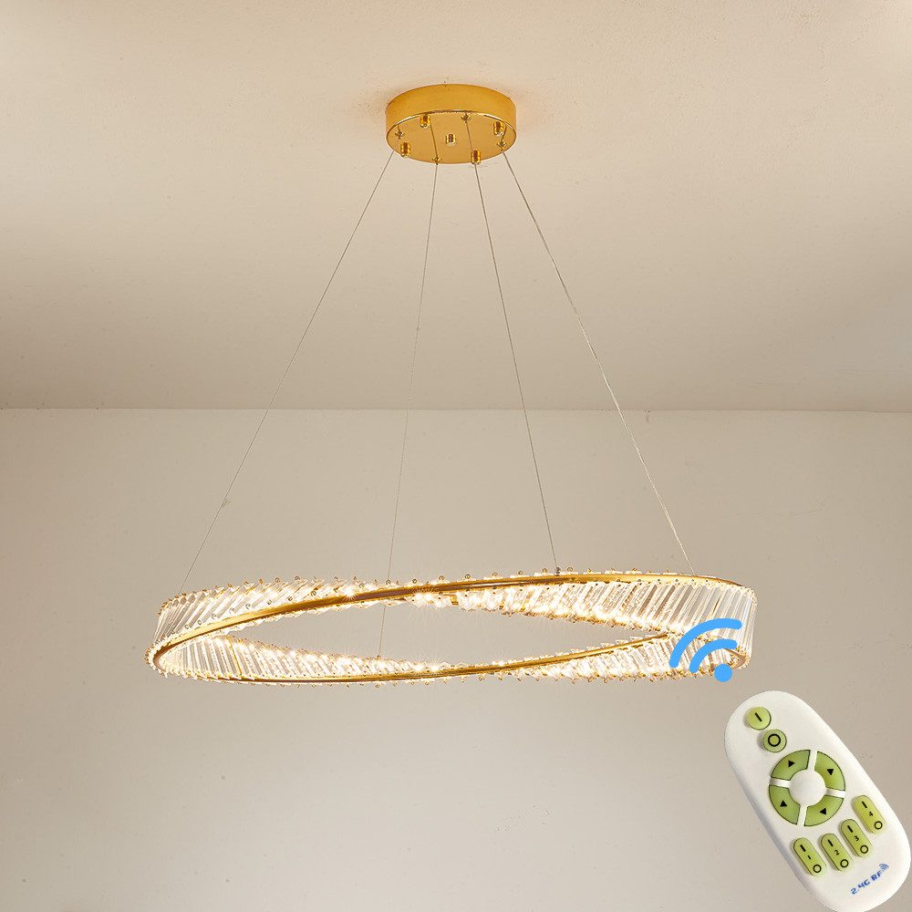 Eurotondisplay LED Deckenleuchte LED Pendelleuchte große Kristall Fernbedie günstig online kaufen