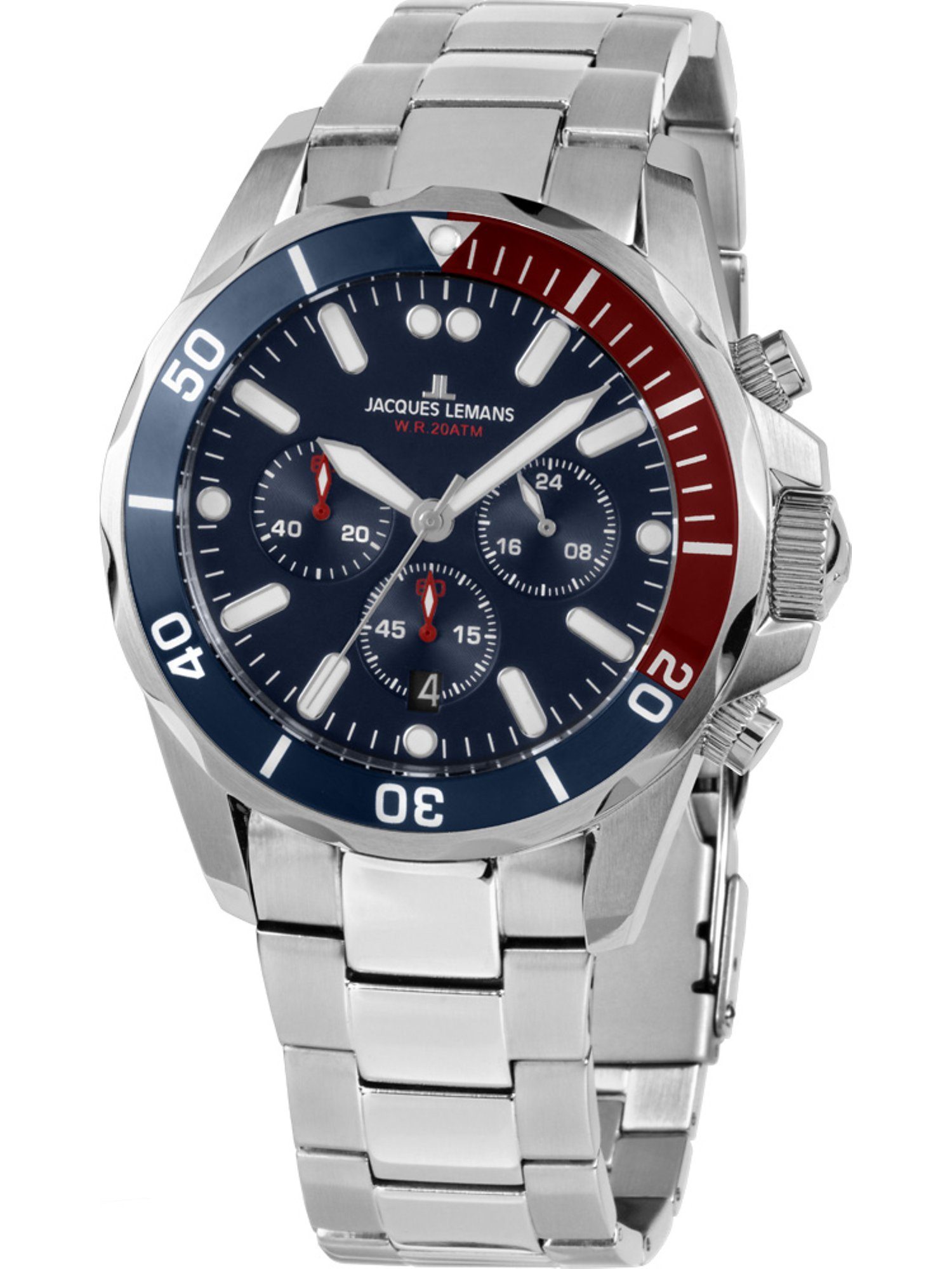 Jacques Lemans Chronograph Jacques Lemans Herren-Uhren Analog Quarz, Klassikuhr