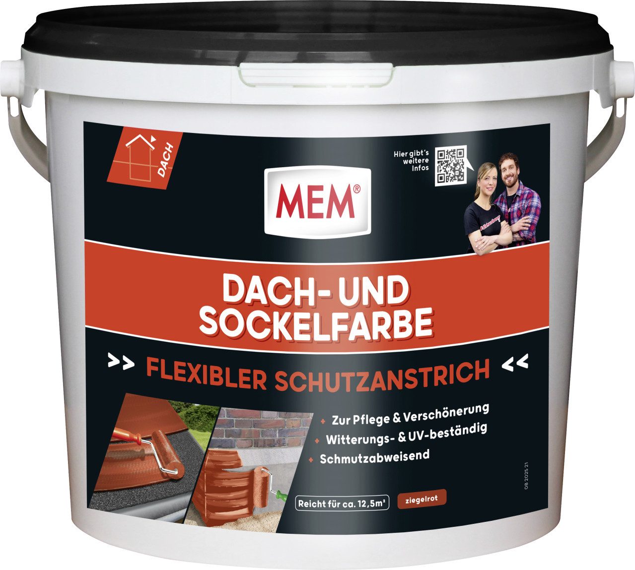 MEM Bauchemie Fassadenfarbe MEM Dach- und Sockelfarbe 5 kg ziegelrot