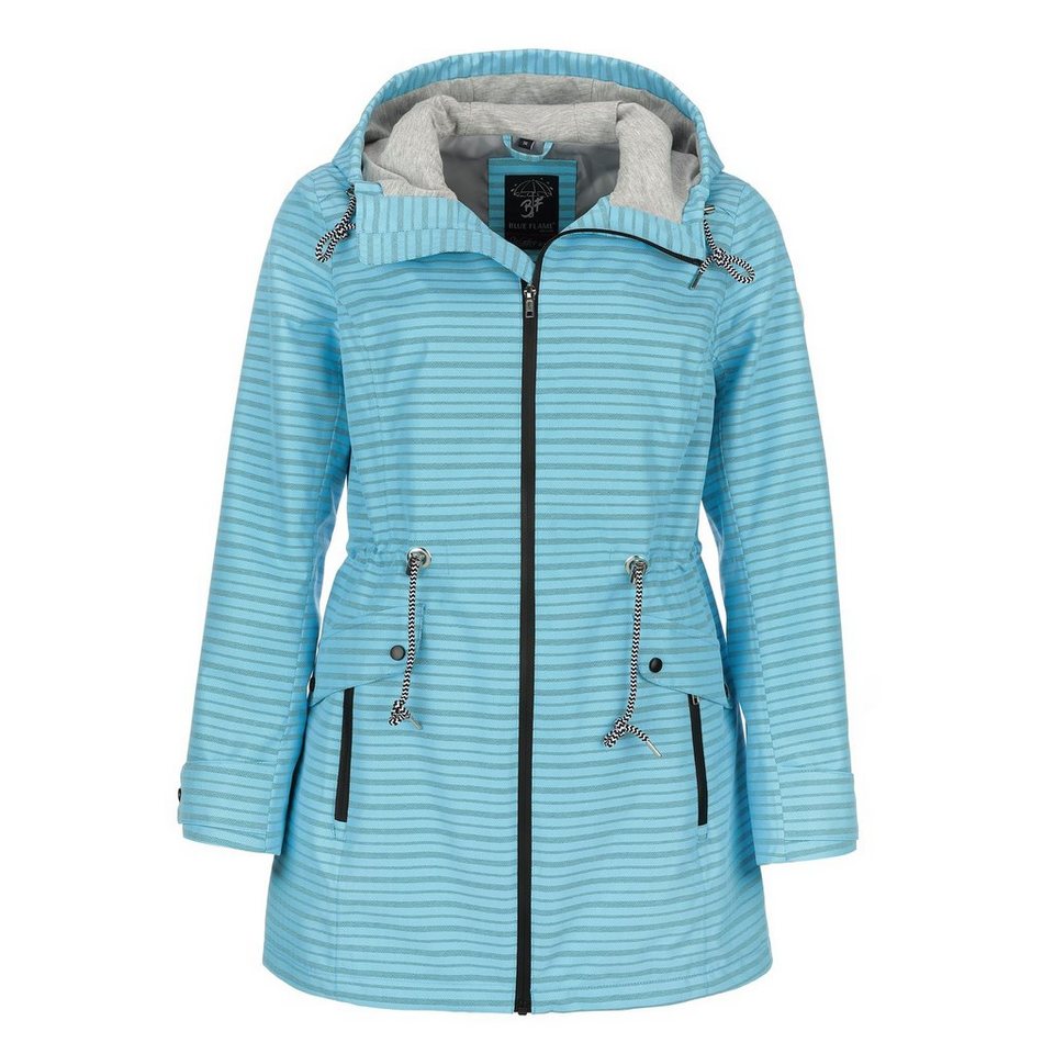 BLUE FLAME Funktionsjacke Damen Regenjacke Streifen und Taftfutter -  Wasserdichte Outdoor-Jacke