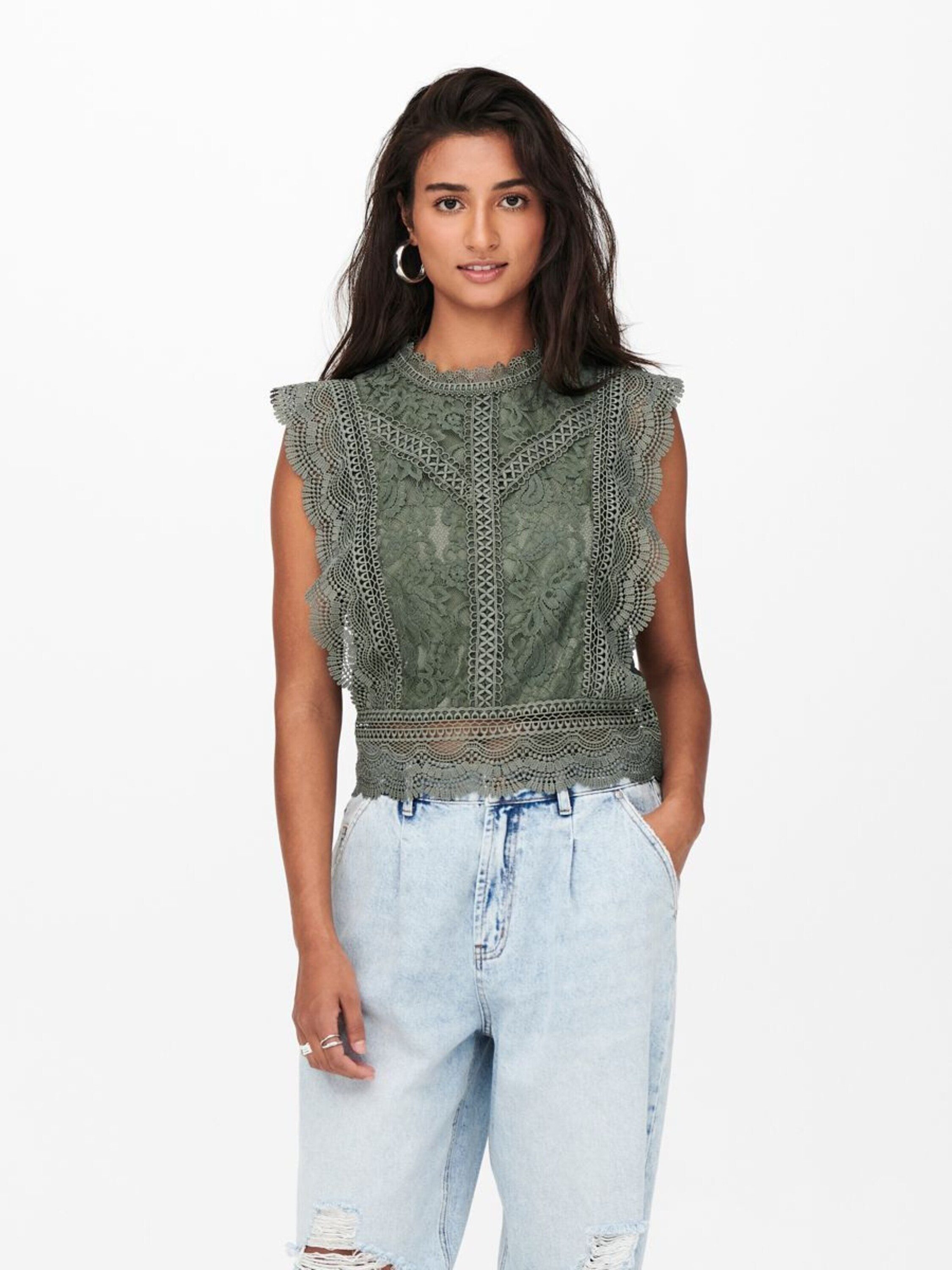 ONLY Blusentop Karo (1-tlg) Spitze