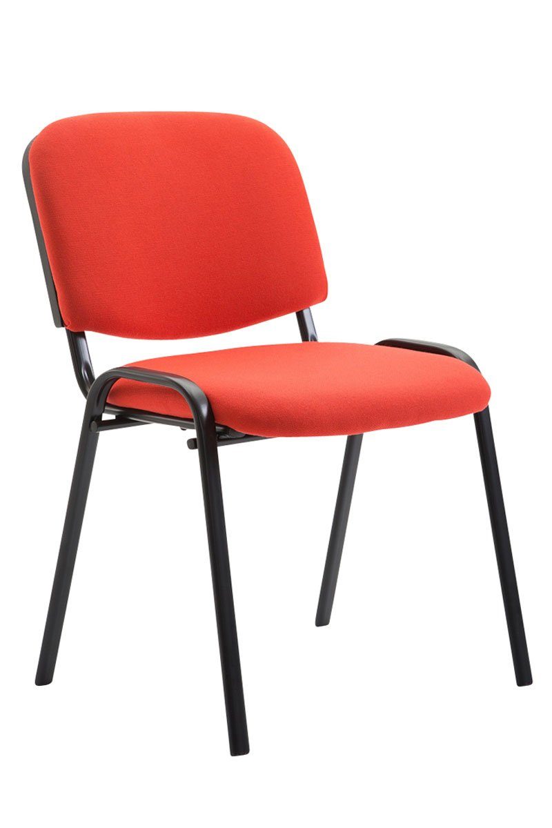 Polsterung schwarz Konferenzstuhl Besucherstuhl Warteraumstuhl - Keen TPFLiving Stoff - - (Besprechungsstuhl Messestuhl), hochwertiger mit Metall Sitzfläche: rot Gestell: -