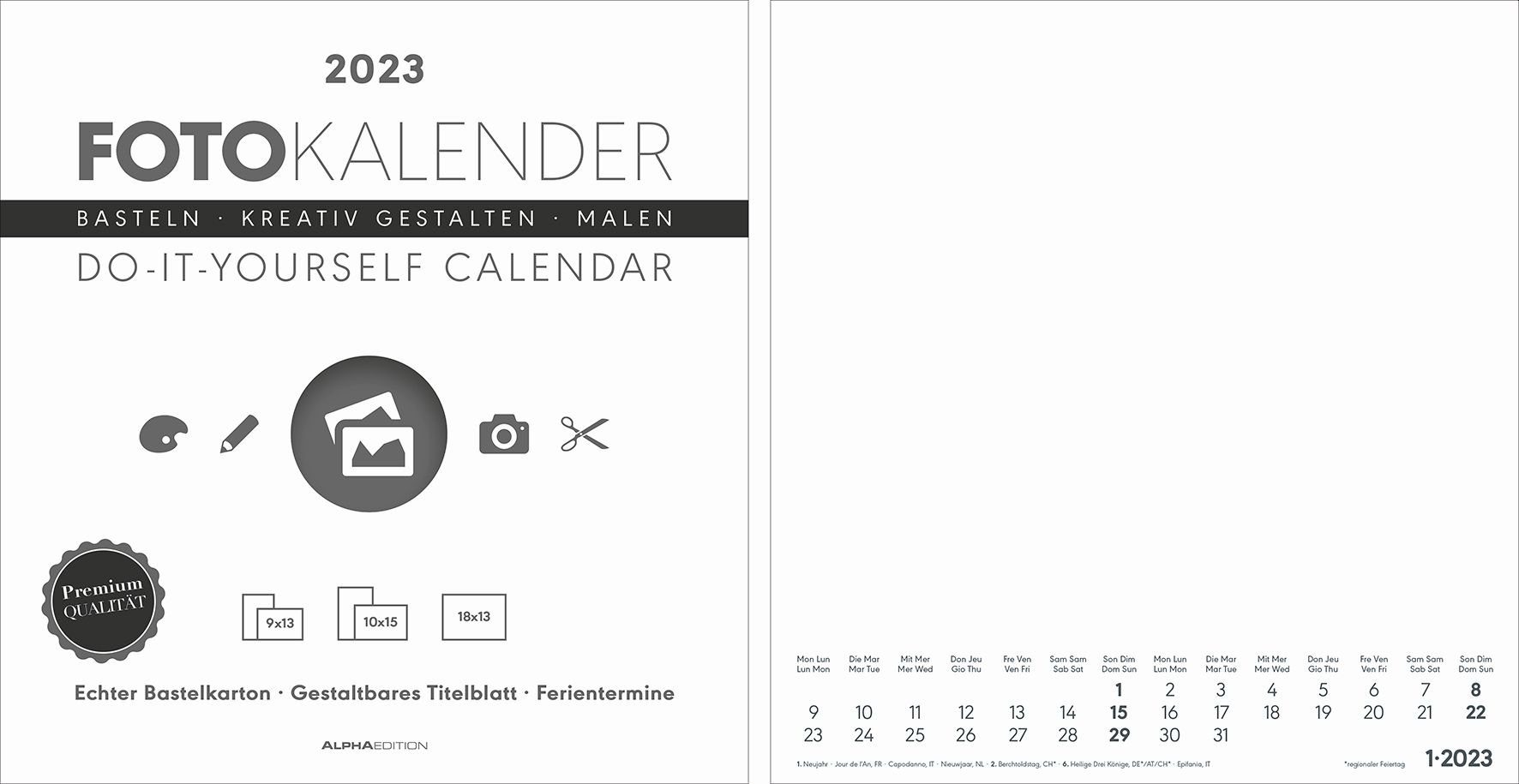 Alpha Edition Taschenkalender AlphaEdition 102168 Ремесленный календарь - 21 x 29,7 cm, weiß