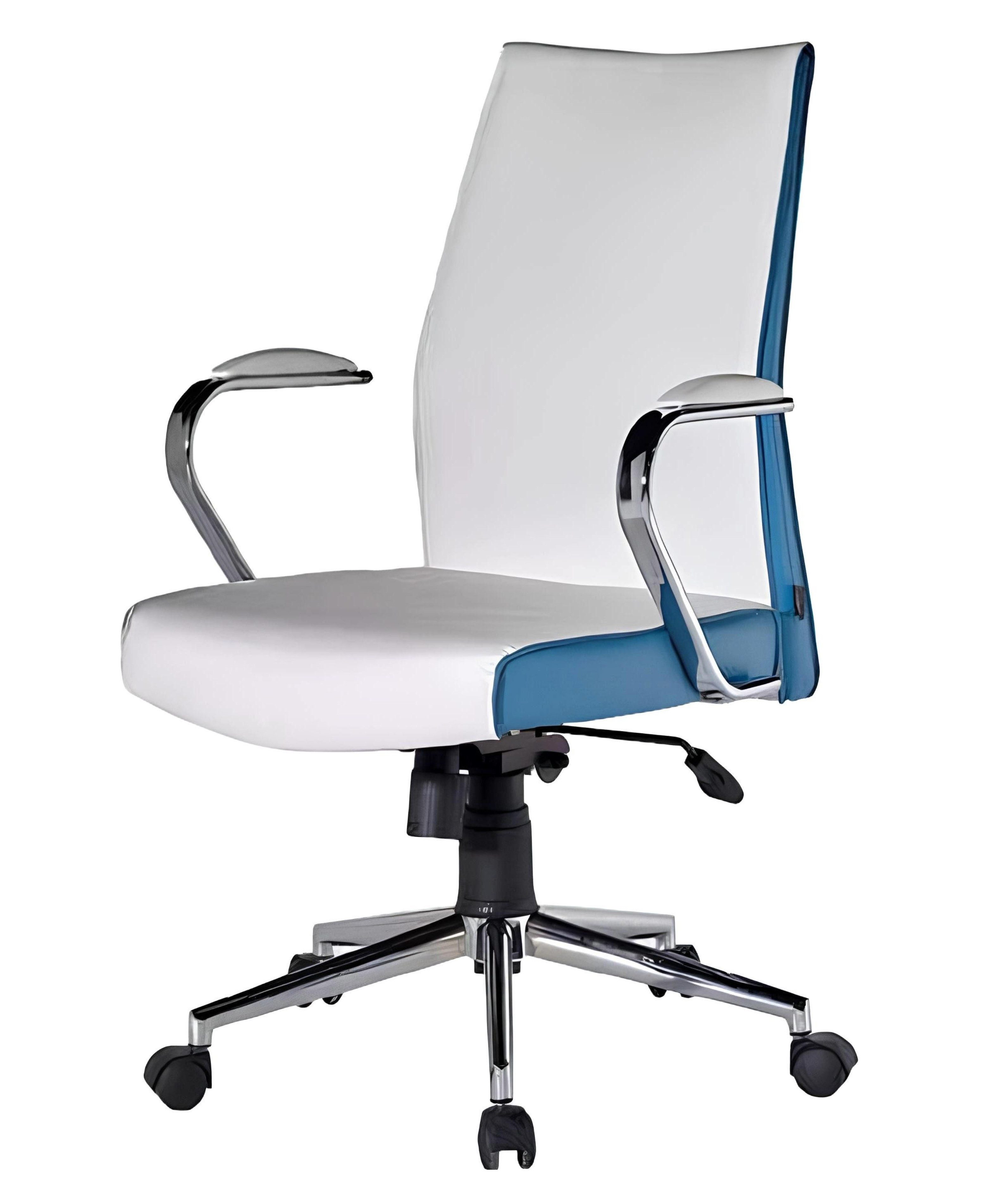 Xlmoebel Bürostuhl Ergonomischer Bürosessel in Weiß und Blau für modernes Wohnen, Hergestellt in Europa