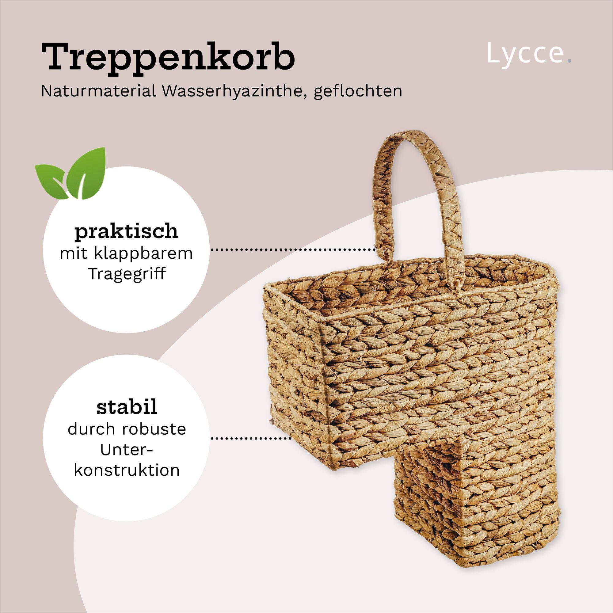 Lycce Treppenkorb Treppenkorb Stufenkorb mit Griff Wasserhyazinthe natur 20 günstig online kaufen