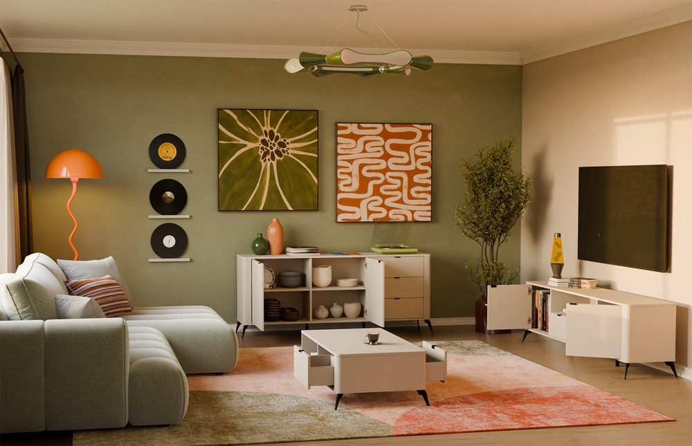 ibonto Kombikommode Sideboard Kommode 183 cm, 2 Türen, 3 Schubladen, Soft-Close