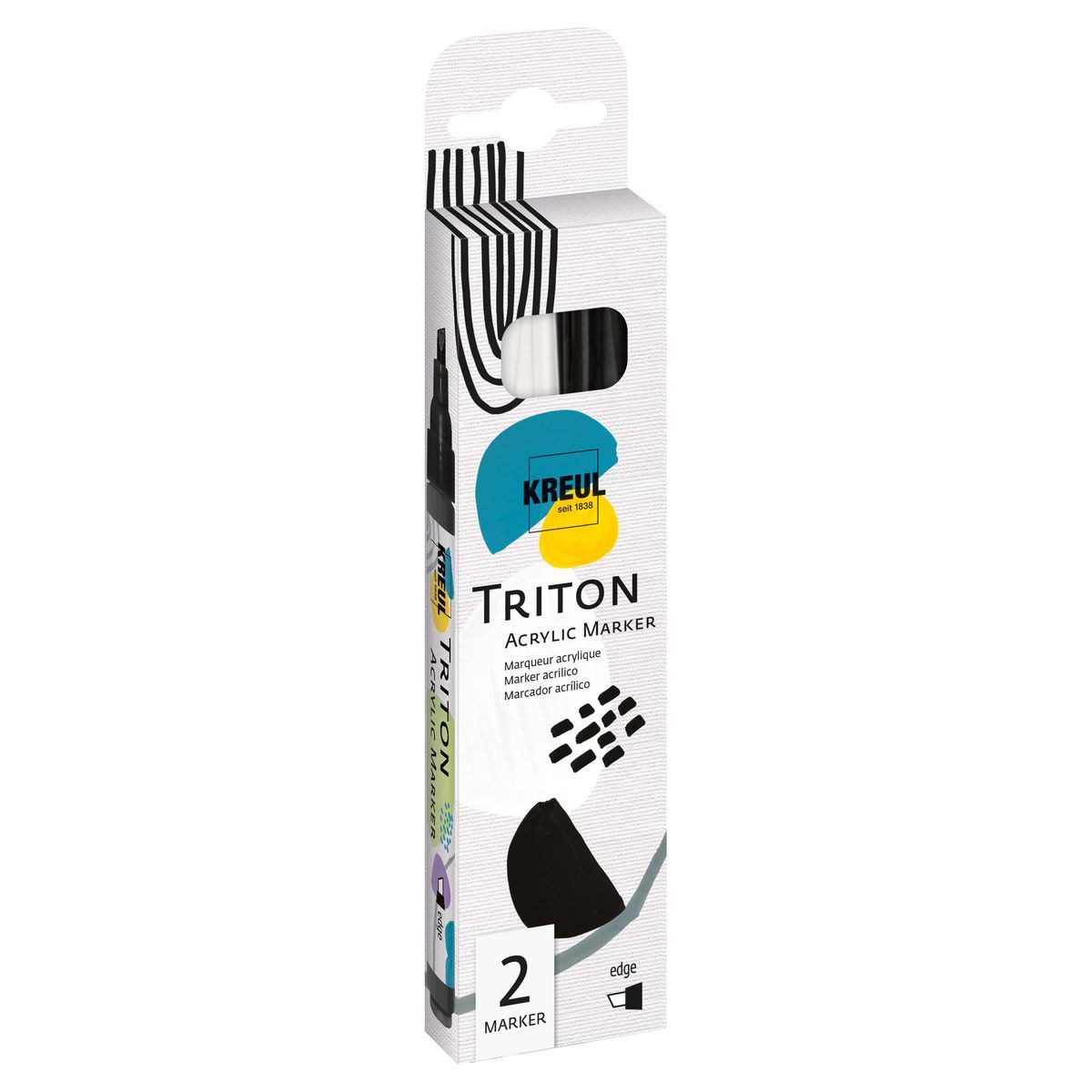 C. KREUL Маркеры KREUL Acrylmarker TRITON edge schwarz/weiß 2 Stück Kartonetui