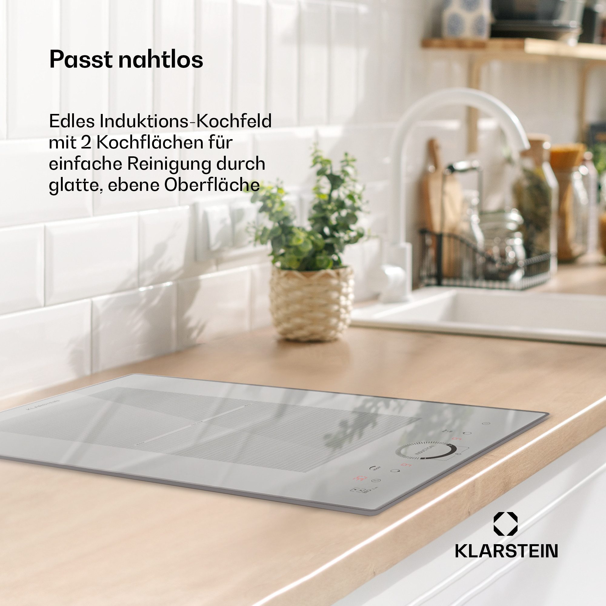 Klarstein Induktions-Kochfeld Delicatessa Slim Domino Induktionskochfeld 2 Zonen 3500 W Timer, Einbau Glaskeramikkochfeld 2 Platten Elektro Einbaukochfeld Induktion