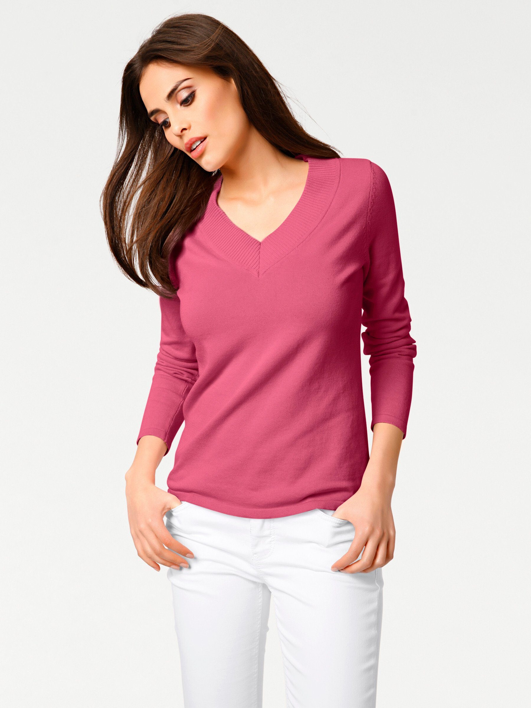 heine Strickpullover V-Pullover Langarm Feinstrick günstig online kaufen
