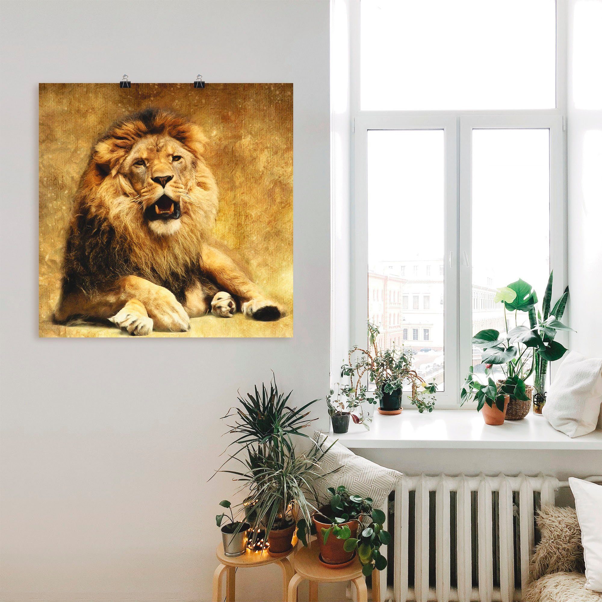 Artland Wandbild Der König Wildtiere Größen Leinwandbild, - versch. oder in St), Wandaufkleber Löwe, als (1 Poster