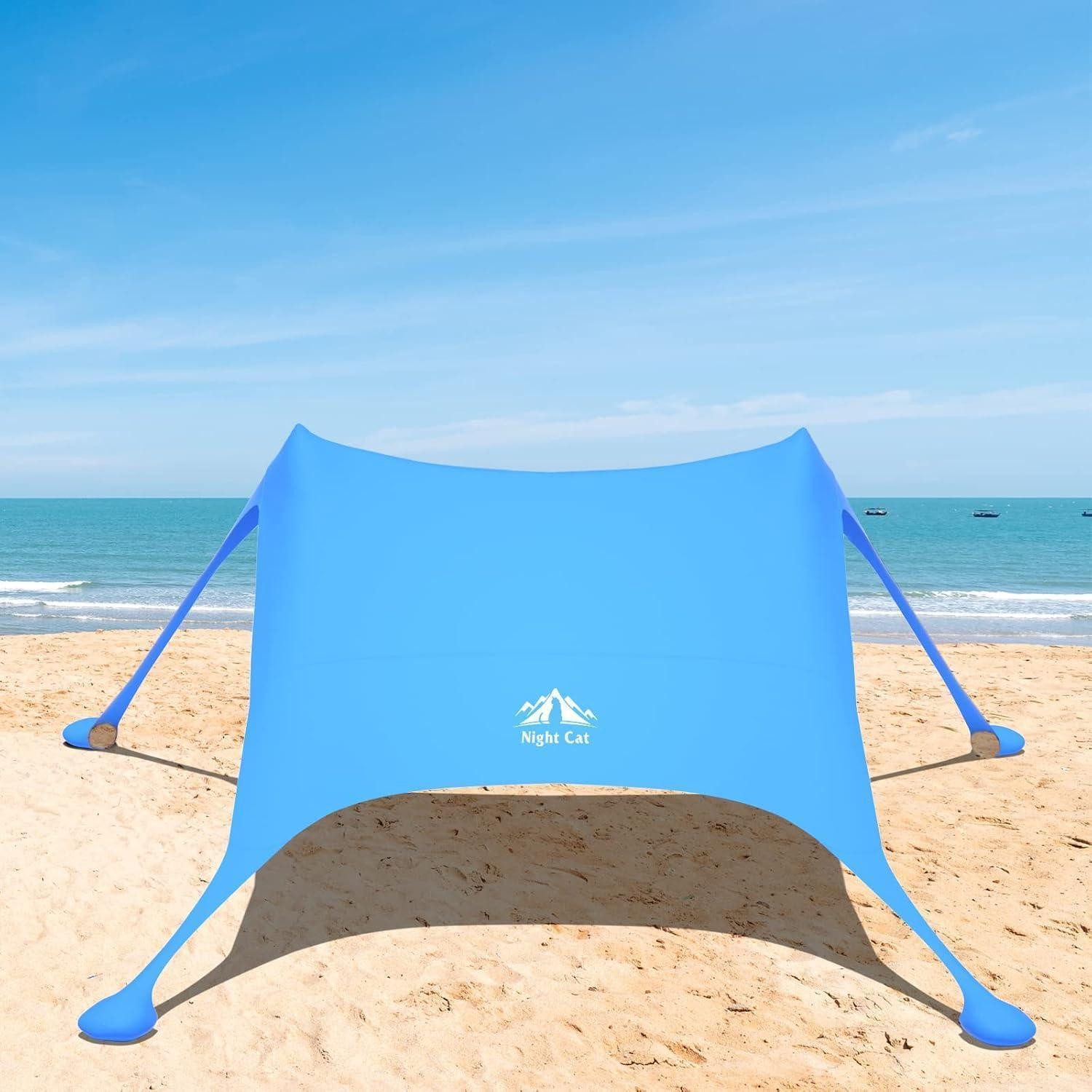 LuxusKollektion Strandmuschel Strandzelt Lycra Sonnensegel Sun Shelter UV-Schutz UPF 50+ Blau 3x2.8m