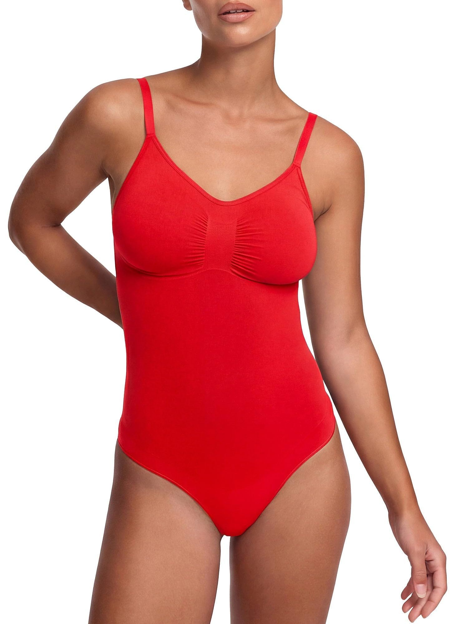 cfab by creamy fabrics Miederbody Bodysuit Sculpting Shapewear mit String-Fire Red-2XL (1-tlg) Figurformend