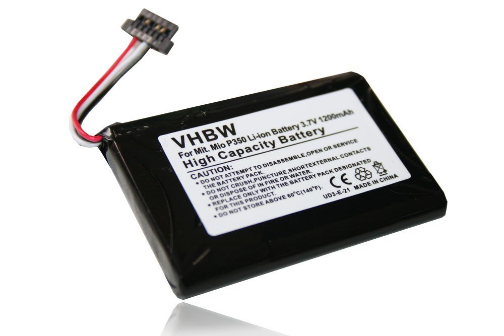 vhbw kompatibel mit Mitac Mio C230, C220s, C250, C220 Akku Li-Ion 1200 mAh (3,7 V)