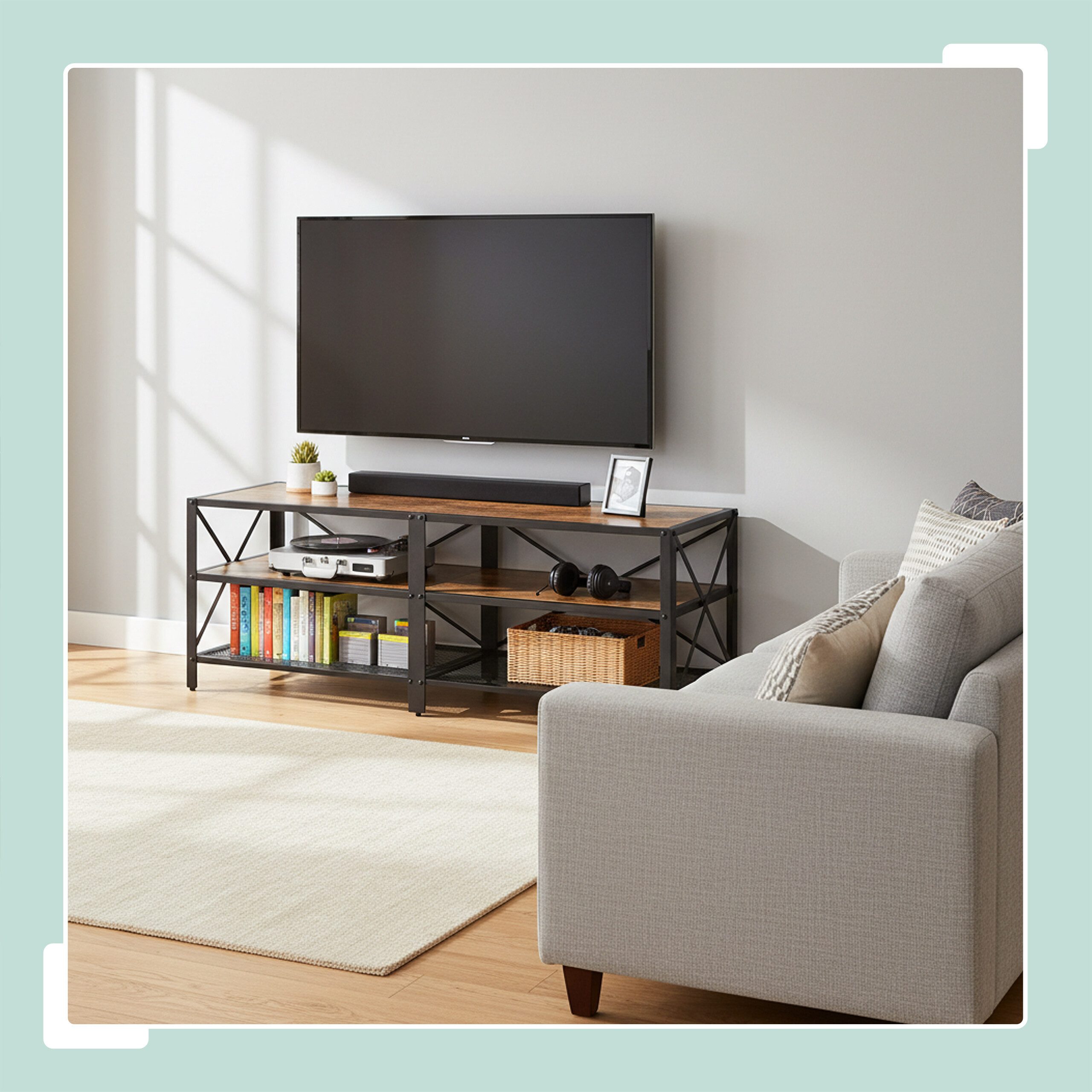 relaxdays TV-Bank TV Lowboard 4 Fächer, 140 cm