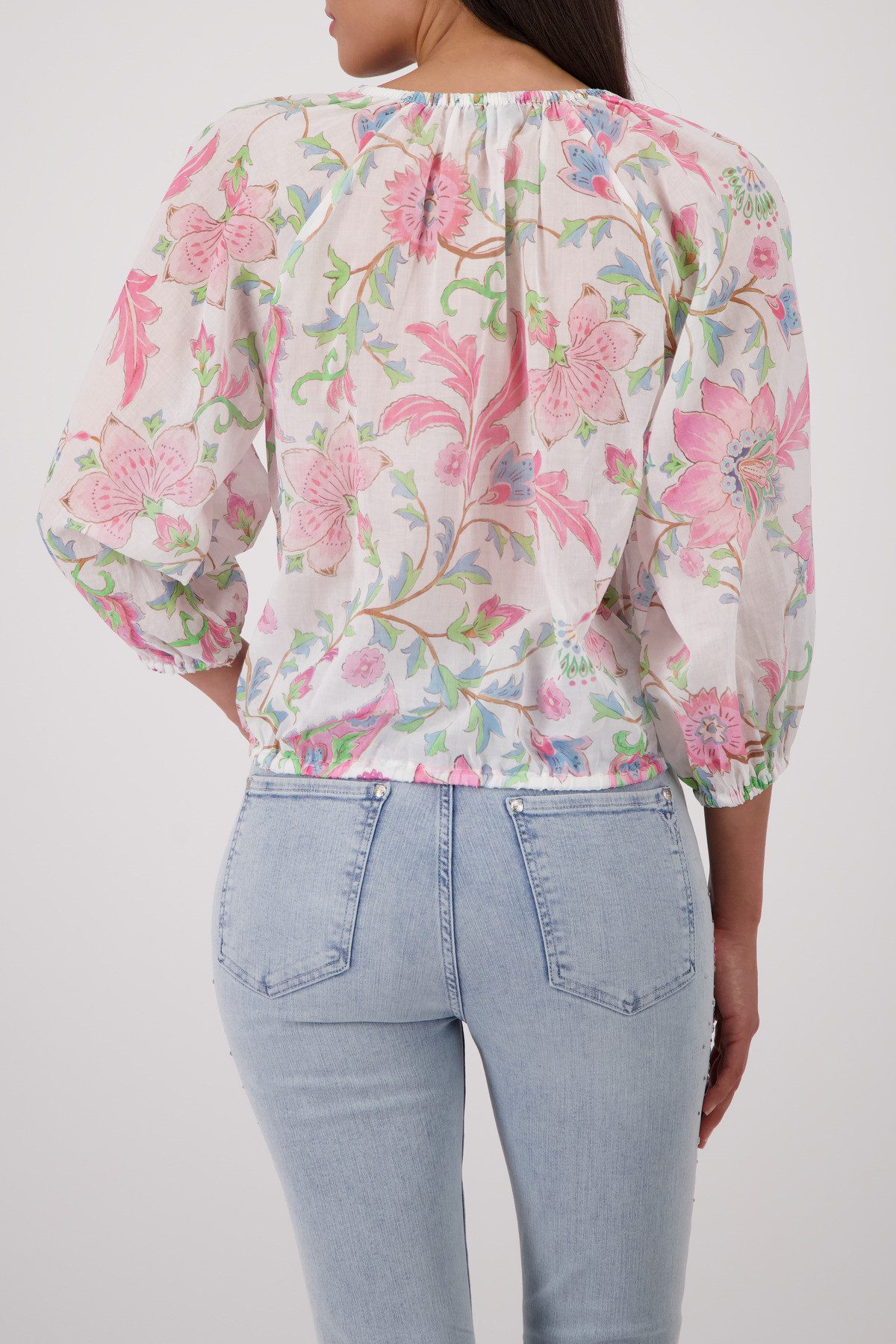 Monari Langarmbluse Bluse Blumendruck allover Regular fit mit Blumenmuster