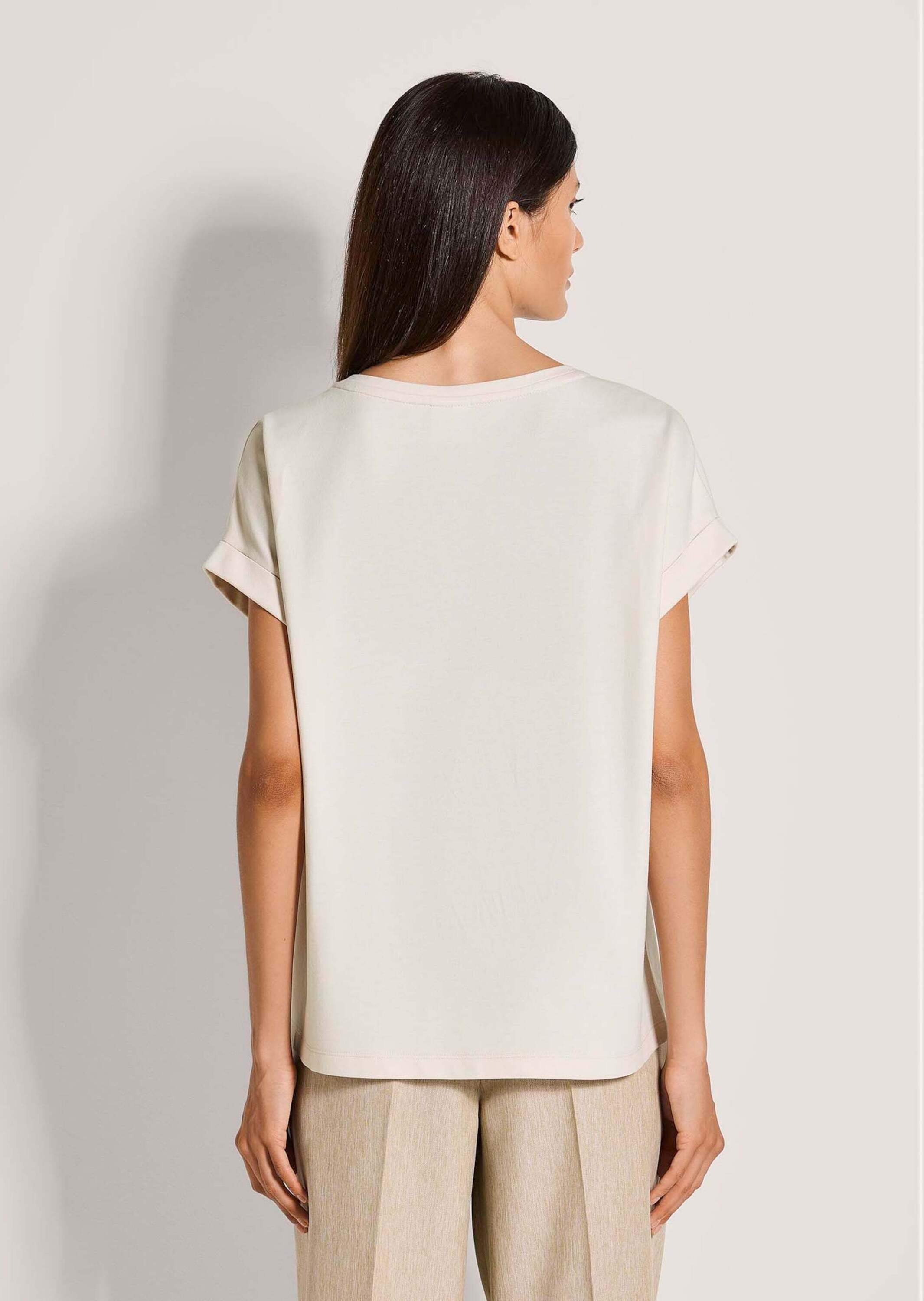 MADELEINE Kurzarmshirt Oversized Shirt mit Print, Kurzarm Rundhals-Shirt in Boxy-Form mit Strass, weite Form