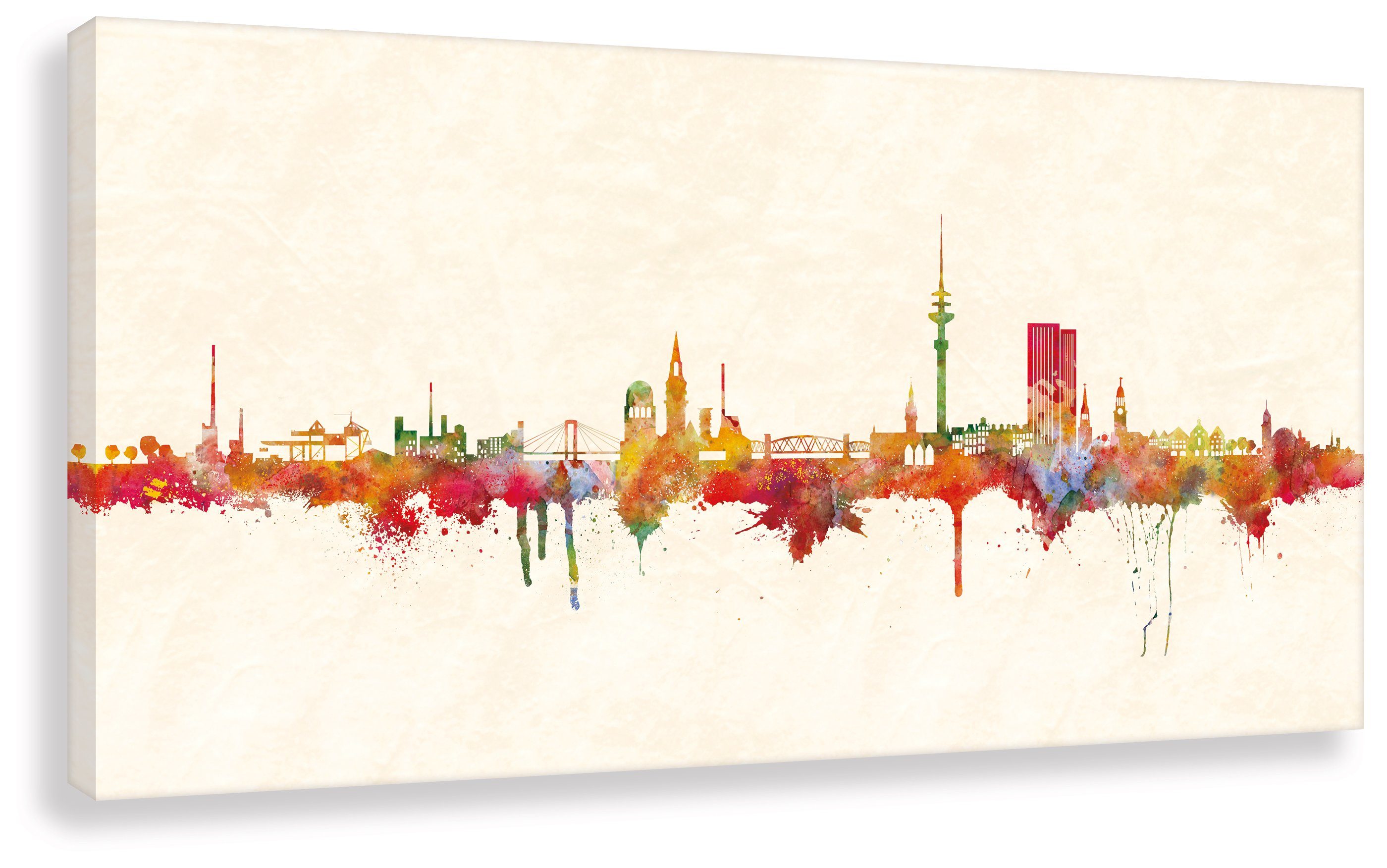 Leinwando Gemälde Leinwandbild Stadt Hamburg Skyline Panorama Gemälde zum a günstig online kaufen