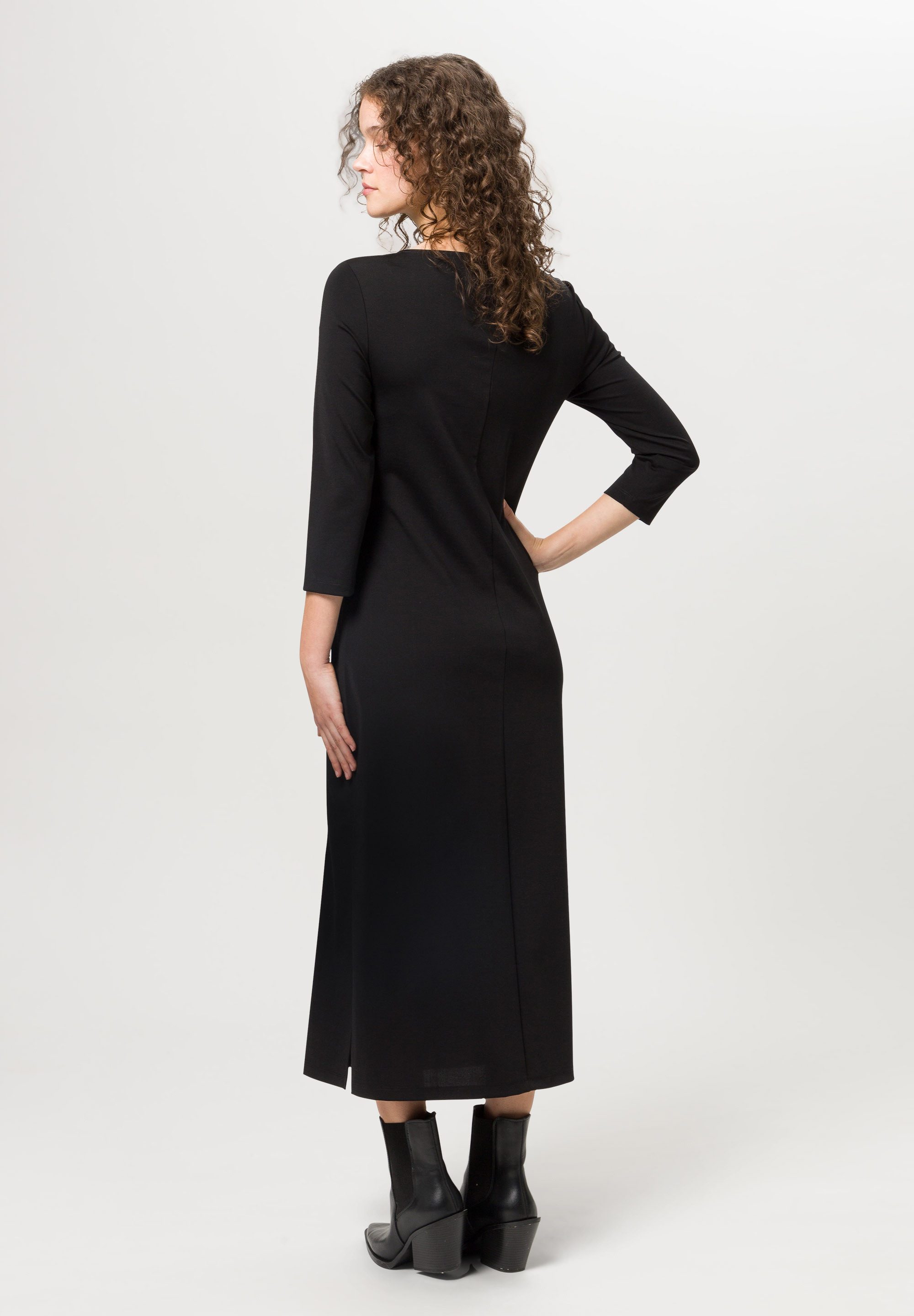 Les Lunes Jerseykleid DAKOTAA Dress Midi Wadenlanges Kleid mit seitlichem Schlitz
