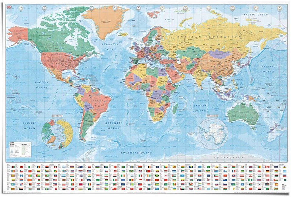 Reinders! Poster Weltkarte Fakten und Flaggen, (1 St)