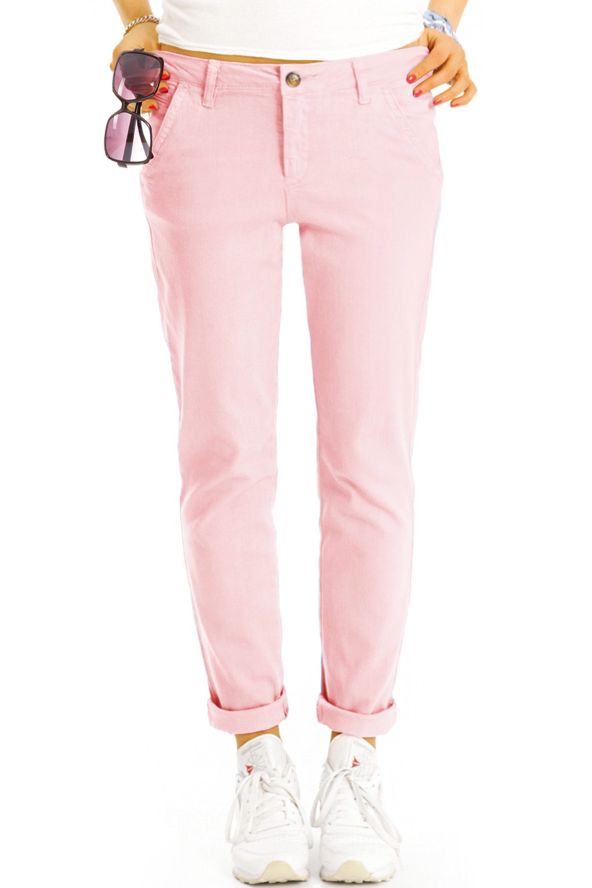 be styled Chinos Medium waist Chinohose bunte Stoffhosen bequem - Damen - j37L-1 mit Stretchanteil