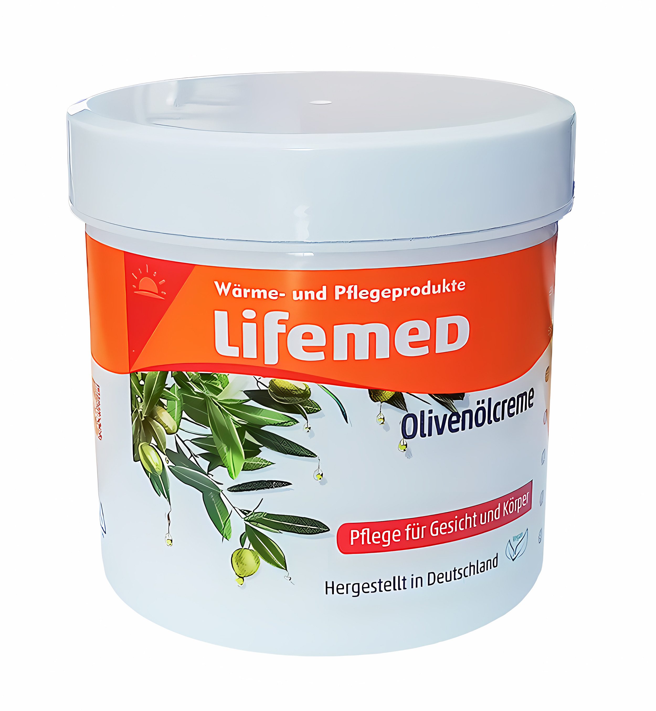 LifeMed Feuchtigkeitscreme OLIVENÖL CREME 250ml Feuchtigkeitscreme Oliven Gesicht Pflege 27, Körpercreme Gel