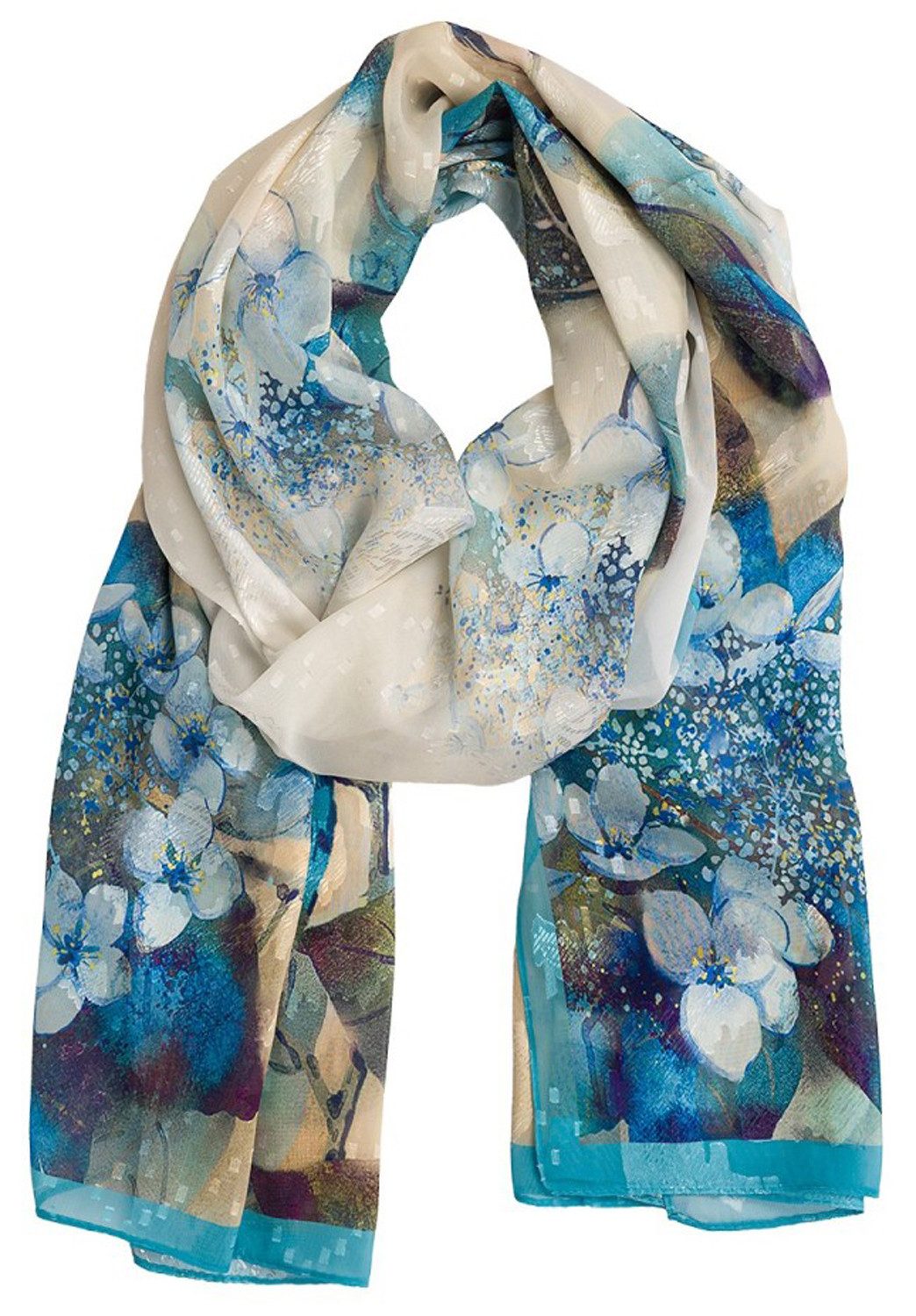 chic4home Schal Color Flow, (1-St. 1-teilig), sommerlicher Damen Schal mit Blumenmuster