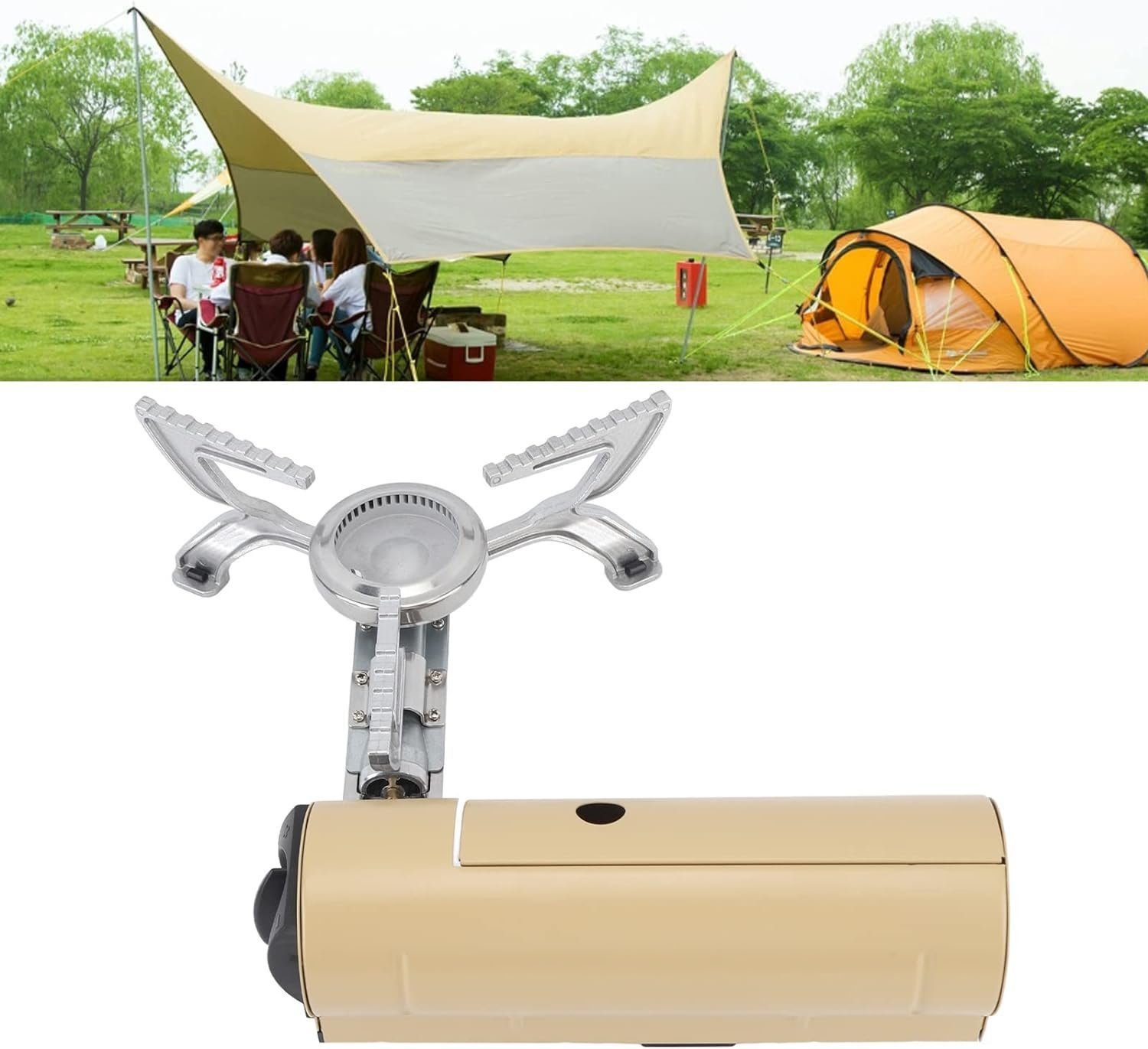AURIVION Taschenkocher Gaskocher Outdoor Gaskocher,tragbar Kassette Kocher Campingkocher, (Set, 4-St., mit Aufbewahrungskoffer), Magnetisches Saugventil,Rutschfestes Design