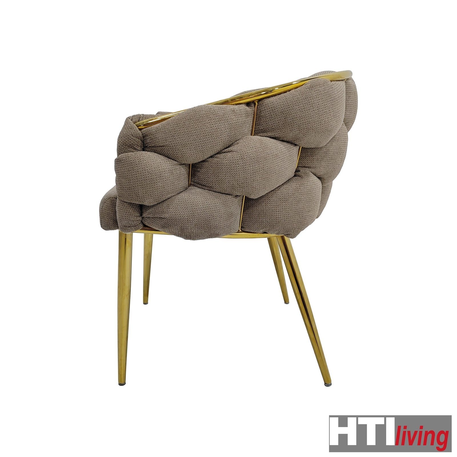 Alsen Gold (Einzelstuhl, HTI-Living Metallgestell 1 goldenes Braun Esszimmerstuhl Design Polsterstuhl Stuhl St),