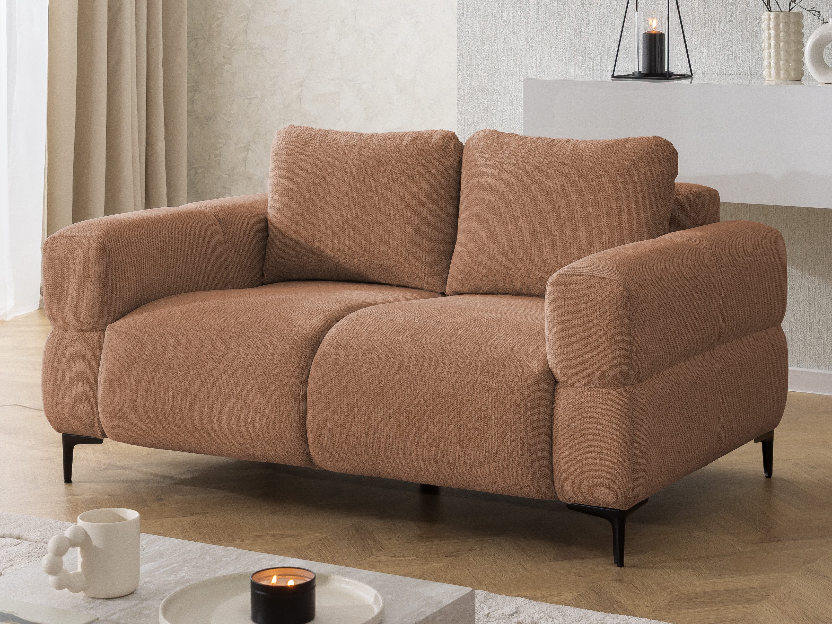 S-Style Möbel 2-Sitzer Sofa Cardea in Bubble-Optik aus weichem Strukturstoff, mit Wellenfederung und hohem Sitzkomfort
