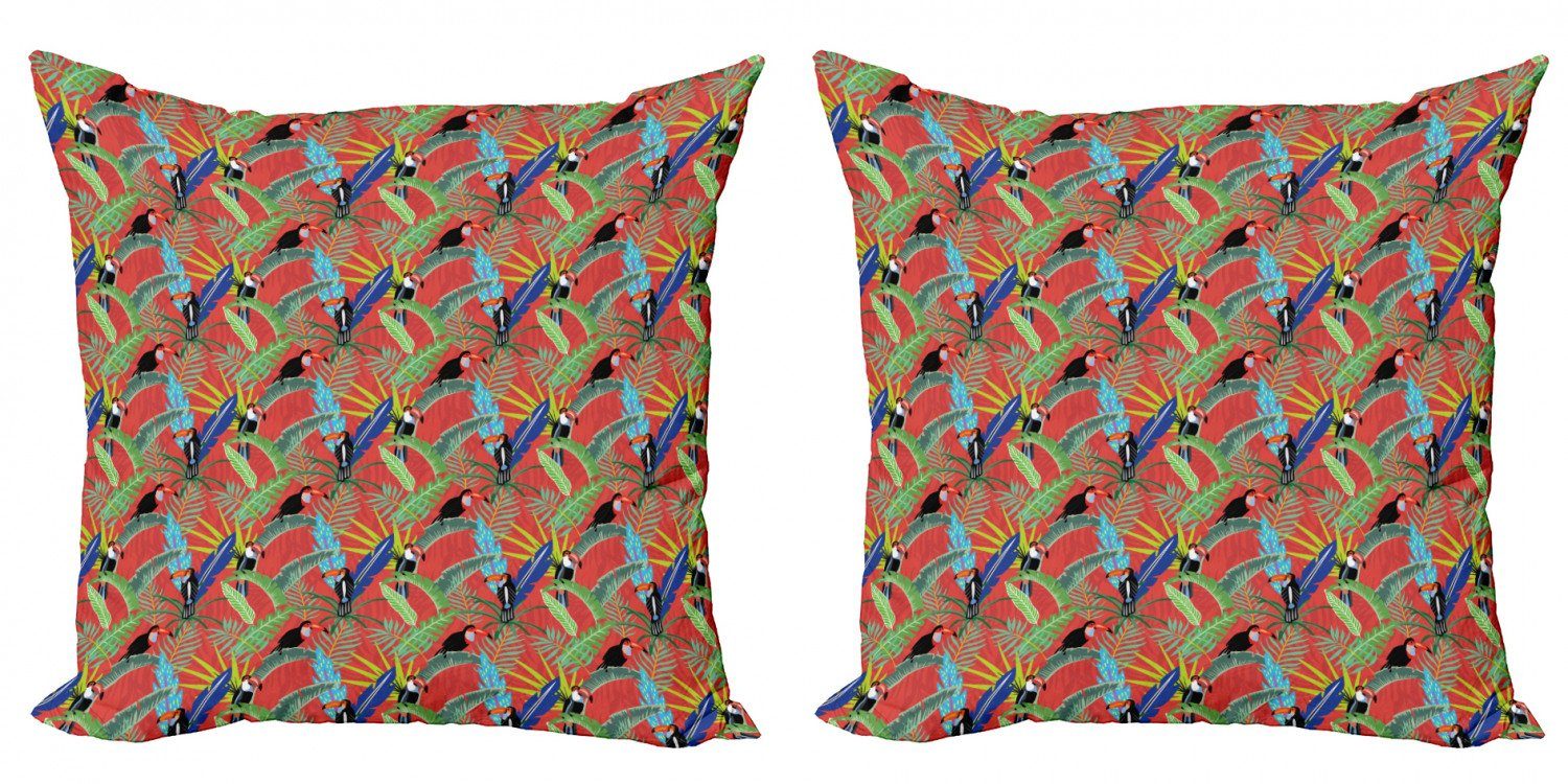 Kissenbezüge Modern Accent Doppelseitiger Digitaldruck, Abakuhaus (2 Stück), Tukan Tropische Vögel Regenwald