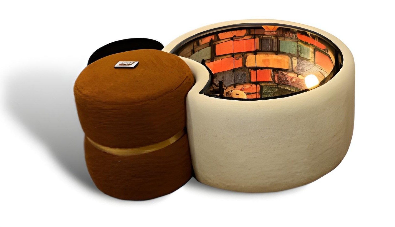 Xlmoebel Satztisch XLMOEBEL Wohnzimmertisch mit Hockern aus Holz und LED-Beleuchtung (Set, Couchtisch mit Hockern), Made in Europa