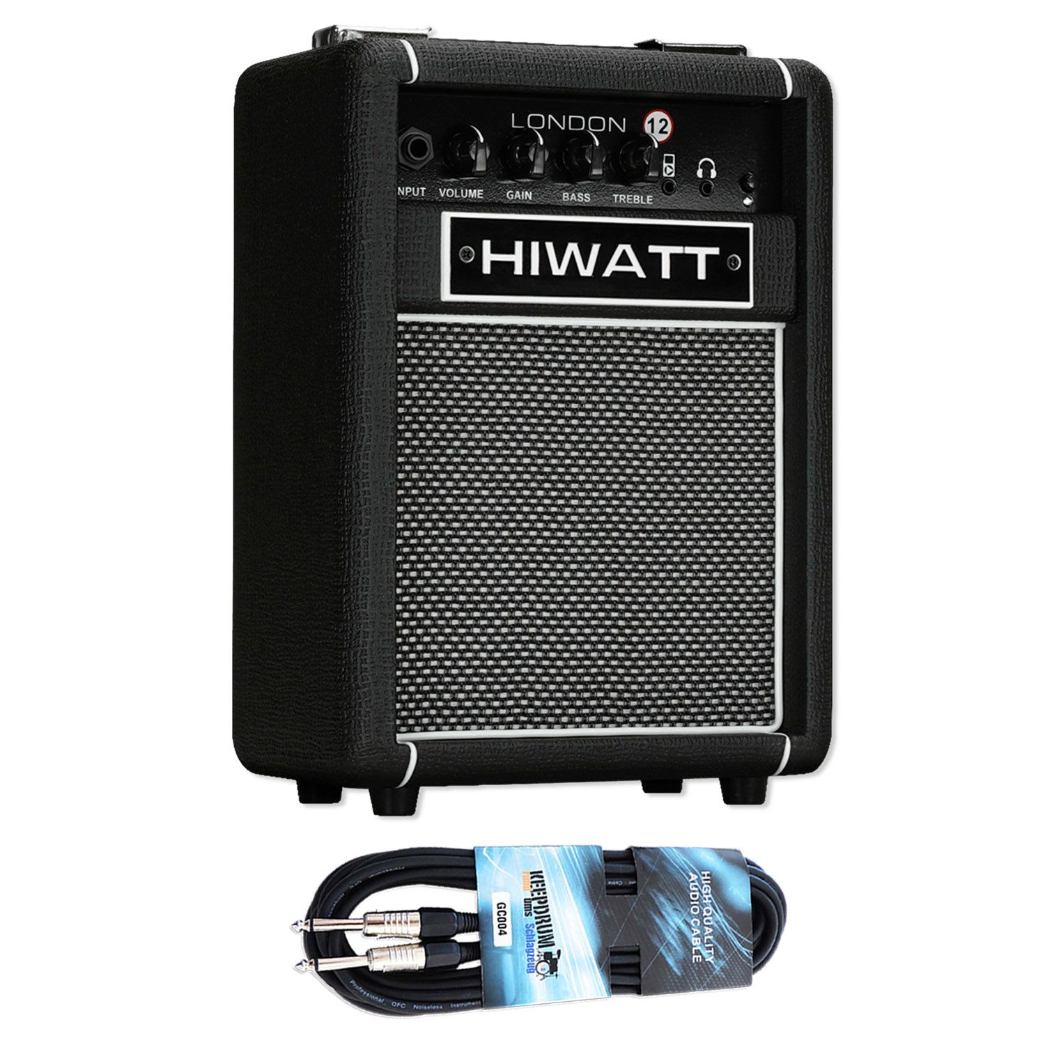 Hiwatt Hiwatt Gitarren-Verstärker London 12 Combo Schwarz mit Kabel Verstärker (Anzahl Kanäle: 1, Vorteils-Set mit Klinkenkabel)