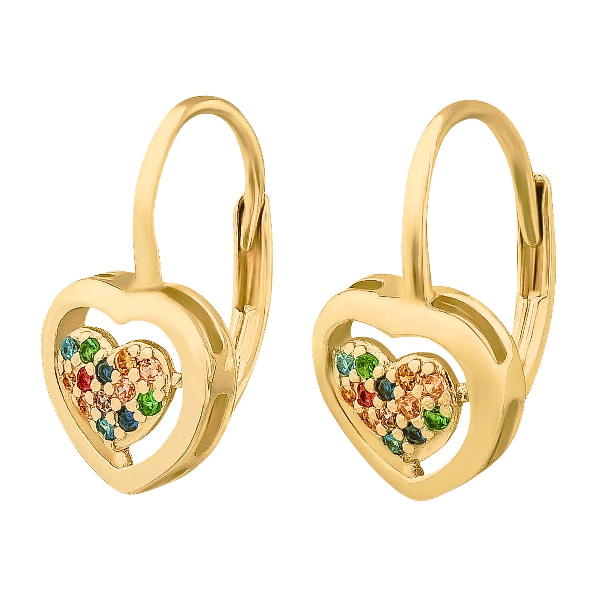 schmuck23 Paar Ohrhänger Ohrringe bunte Zirkonia Herz 925 Silber (Geschenkset), Damen Ohrhänger