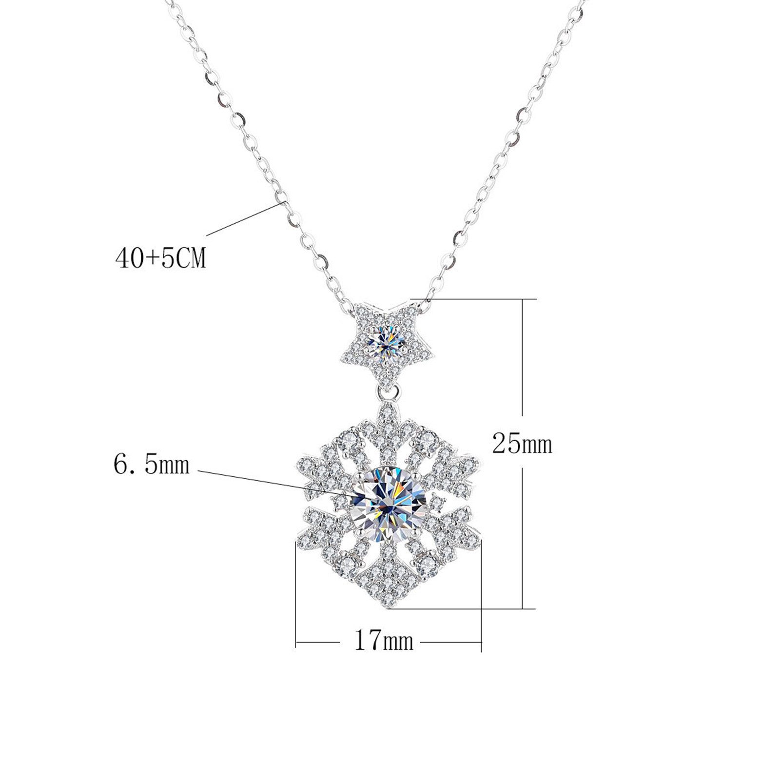 MOPUEA Silberkette 1 Karat Moissanit Silberkette 925 Silber Damen Schmuck (Schmuckset, 925 Silber Halskette mit 1 Karat Moissanit Anhänger), Hypoallergen, glänz – Bild 2 von 5