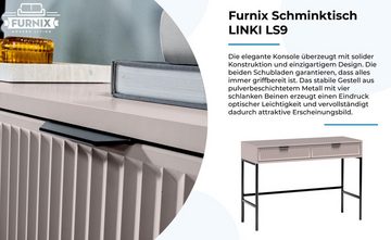 Furnix Schminktisch LINKI LS9 Schreibtisch Konsole mit 2 Schubladen, B110x H78,8 x T40,6 cm, Rillendesign, dekorativ, moderne Farben