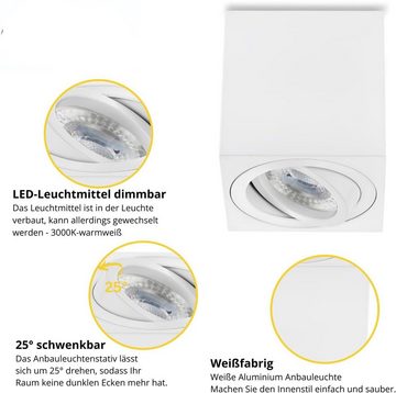 Sweet LED LED Deckenspots spots eckig dimmbar Aufbauspots weiß GU10 7W Aluminium Decken strahler, Leuchtmittel wechselbar, Warmweiß, Deckenaufbauleuchte, Aufbaustrahler, Deckenspot