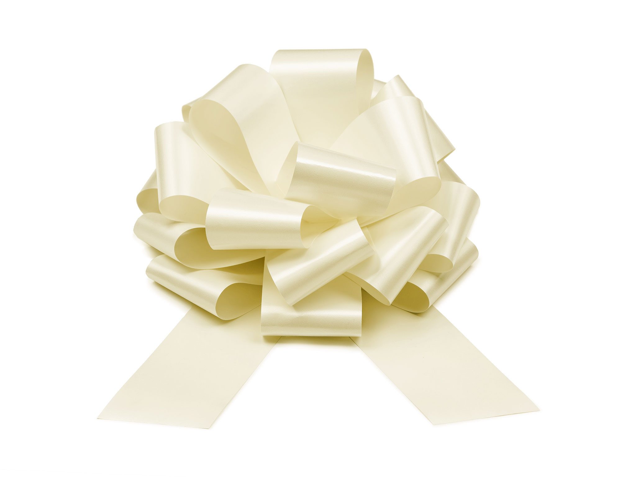 partydeco Geschenkband, Geschenkschleife 30cm Ziehschleife wasserfest & wetterfest Creme