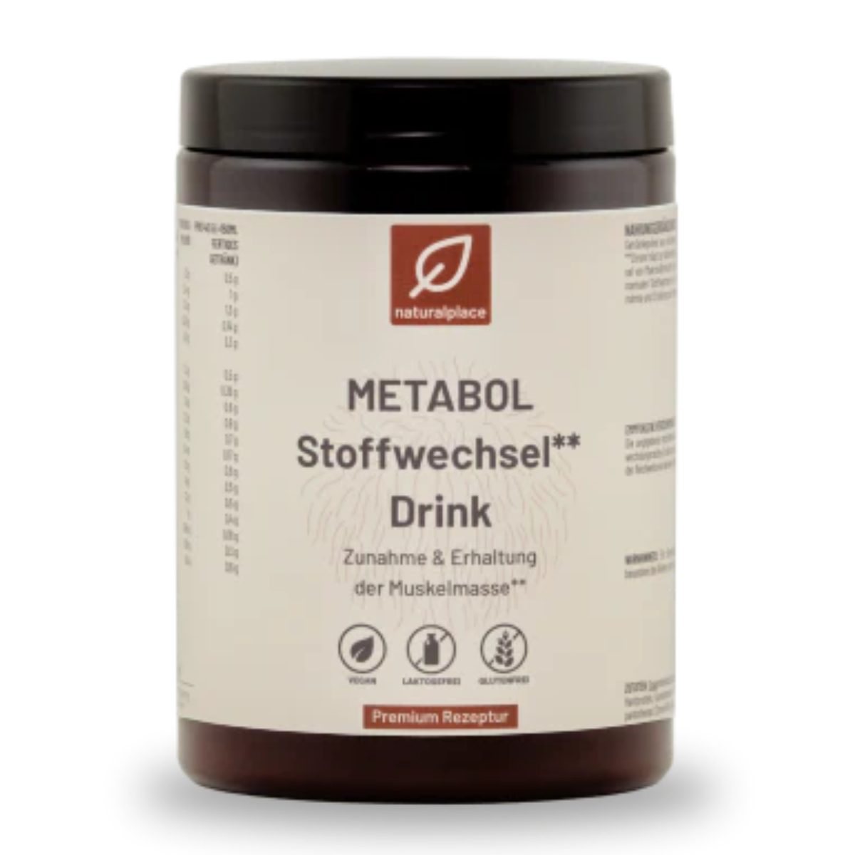 naturalplace® METABOL Stoffwechsel Drink - Proteine & Aminosäuren- Pulver, 400 g, Enthält Vitalpilze, Hanfprotein, Sojaprotein
