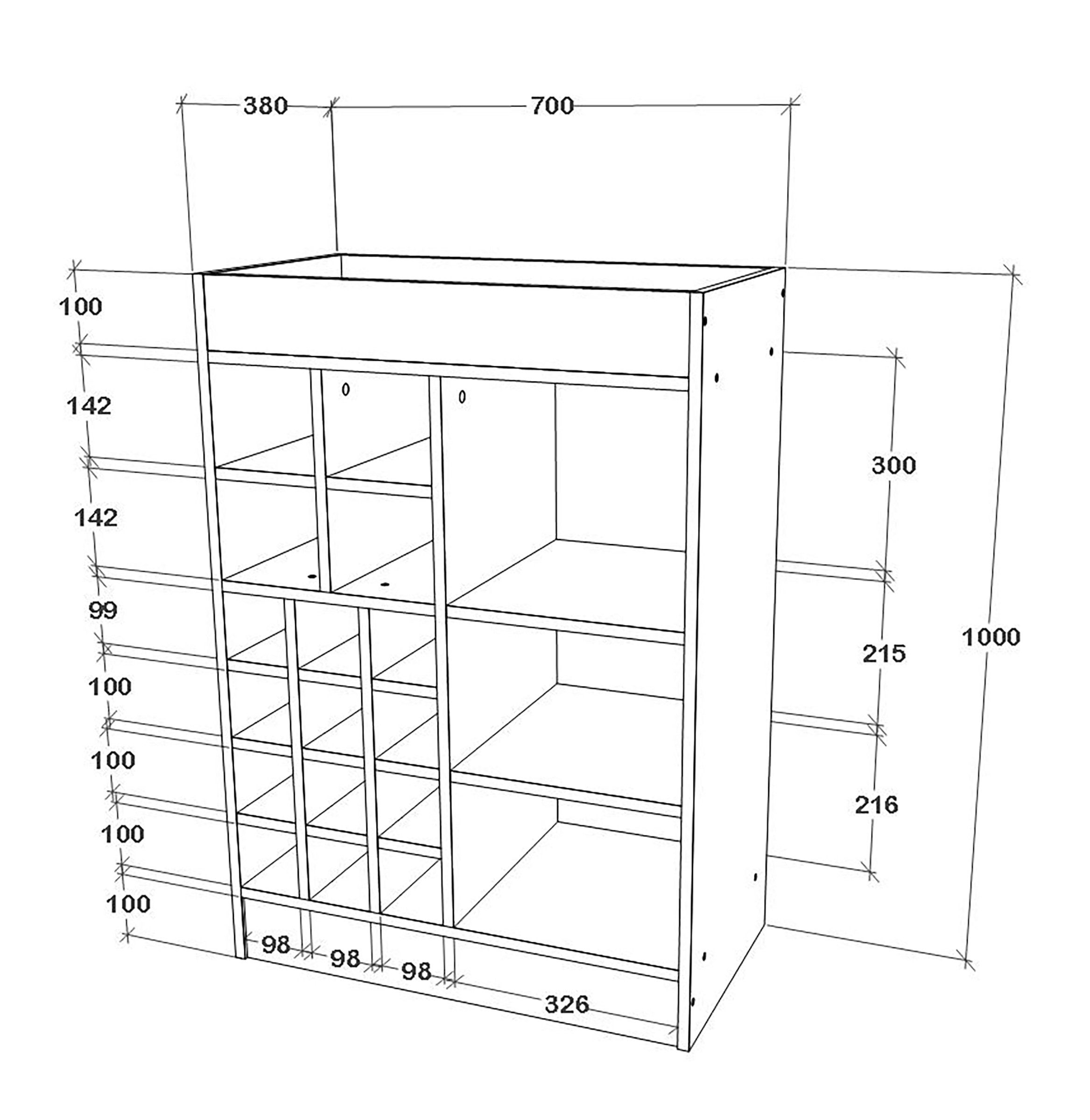 VCM Unterschrank Küchenschrank Kommode Flaschen Weinregal Esilo