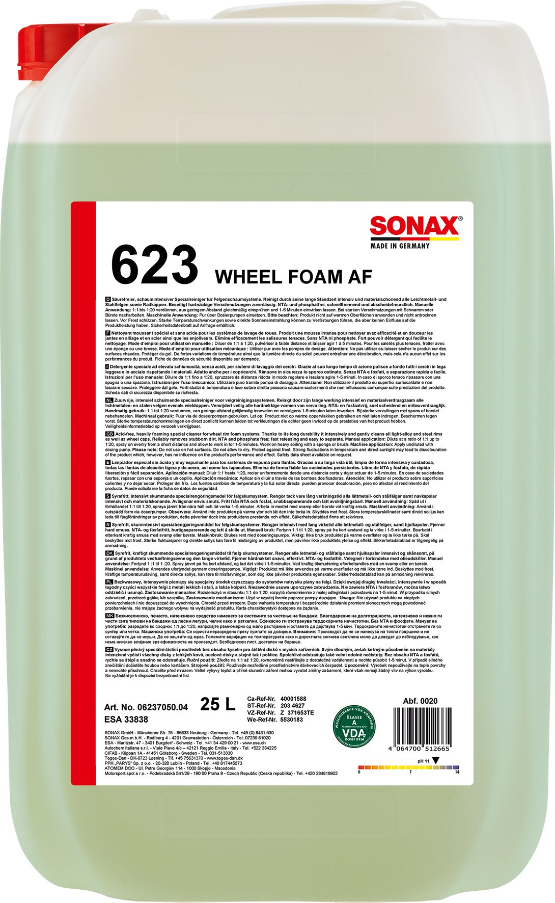 Sonax SONAX FelgenReiniger für Waschanlagen säurefrei 25 L Auto-Reinigungsmittel
